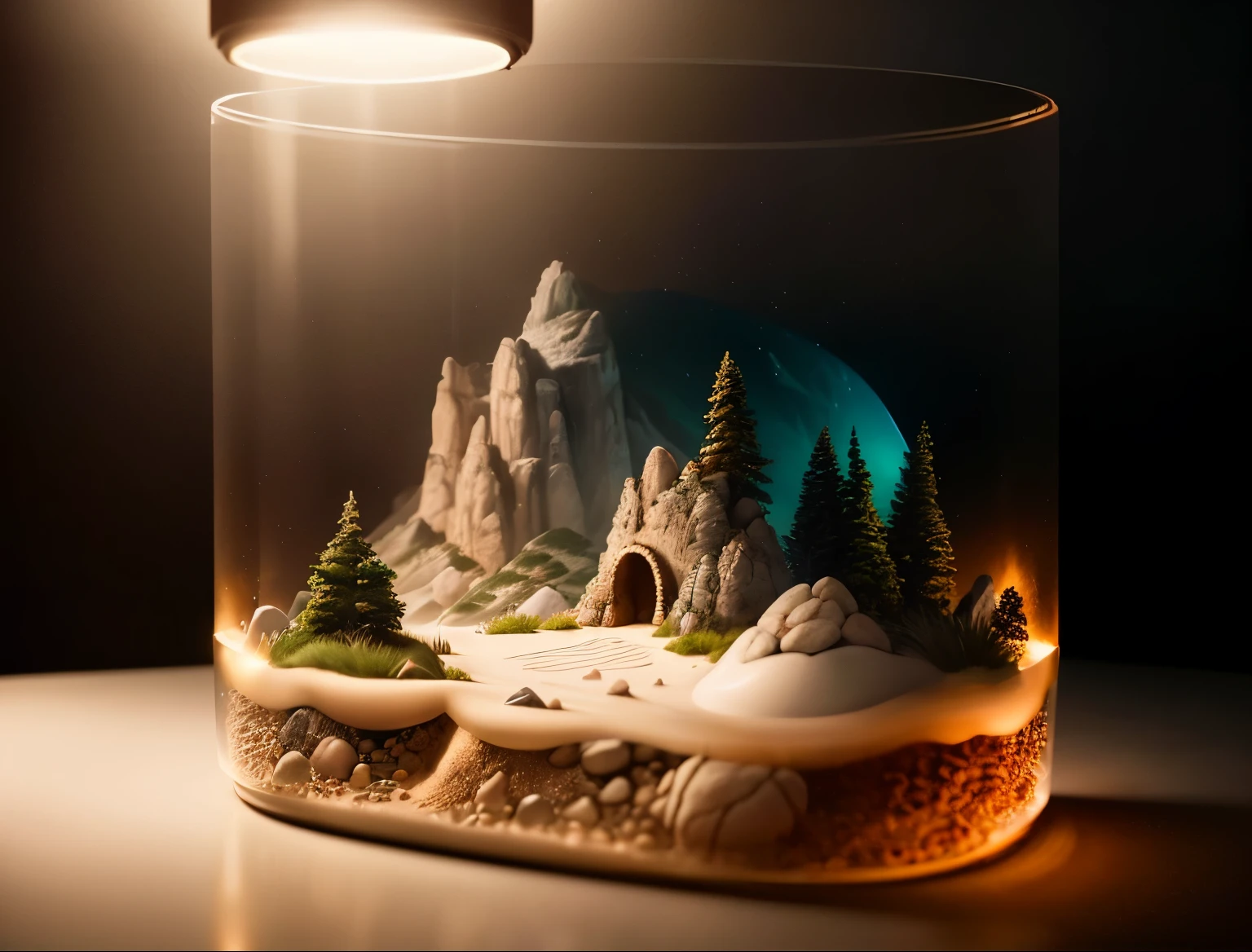Photorealistic shot of natural terrain with dug a hole, closed in a petri dish, chef-d&#39;artwork, ultra haute résolution, (Photorealistic:1.4), Cinema lighting, incredibly detailed, hyper realistic, conception complexe, fine details, rendu d&#39;octane
