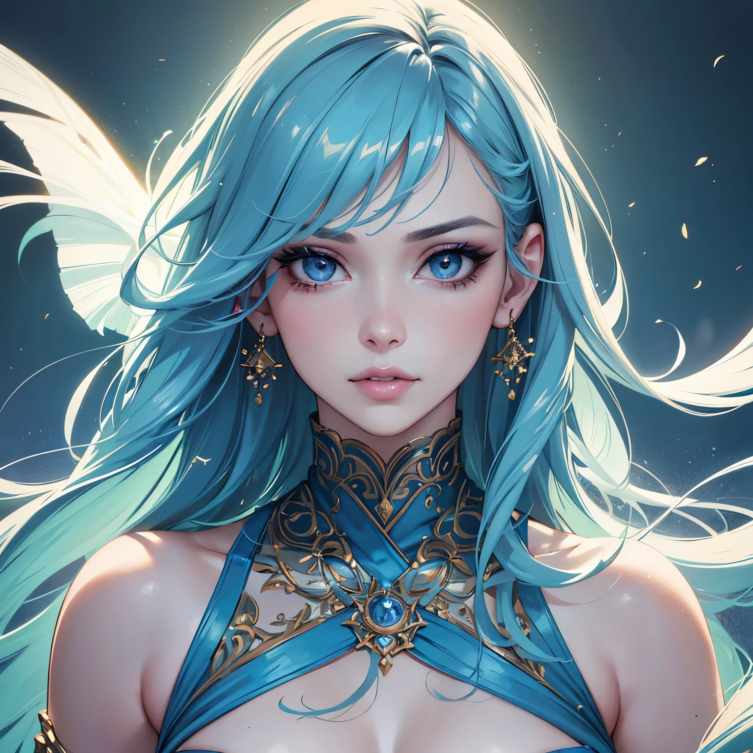 (best quality,4k,8k,highres,masterpiece:1.2),ultra-detailed,(realistic,photorealistic,photo-realistic:1.37),beautiful detailed eyes,beautiful detailed lips,extremely detailed eyes and face,longeyelashes,Gorgeous woman,close up shot,seductive smile,intense gaze, flowing hair,perfectly sculpted eyebrows,luminous skin,subtle natural makeup,high definition portrait,high fashion photography,vibrant colors,stunning lighting,modern fashion style