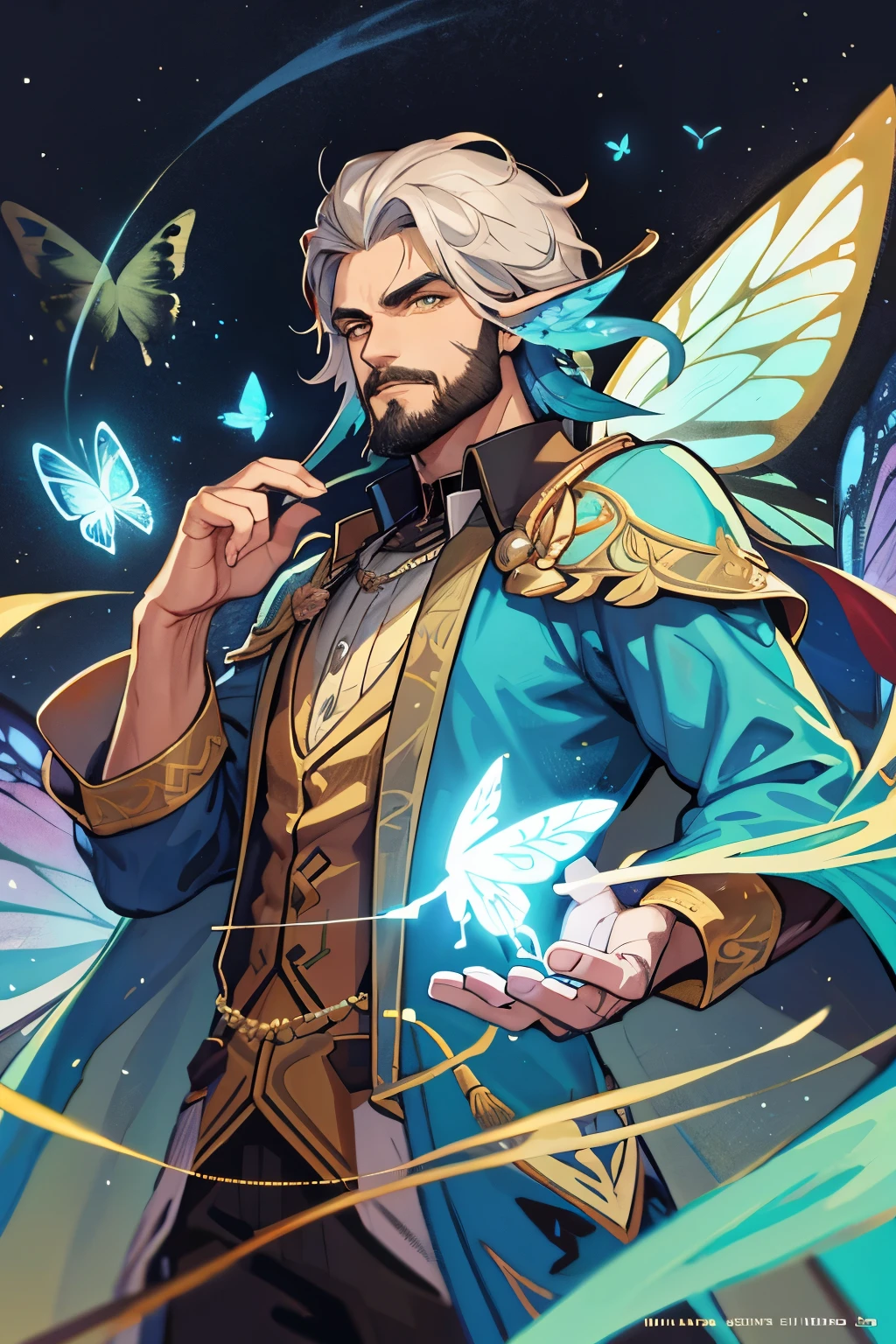 1 homem , wizard butterflies and insects, ele tem barba