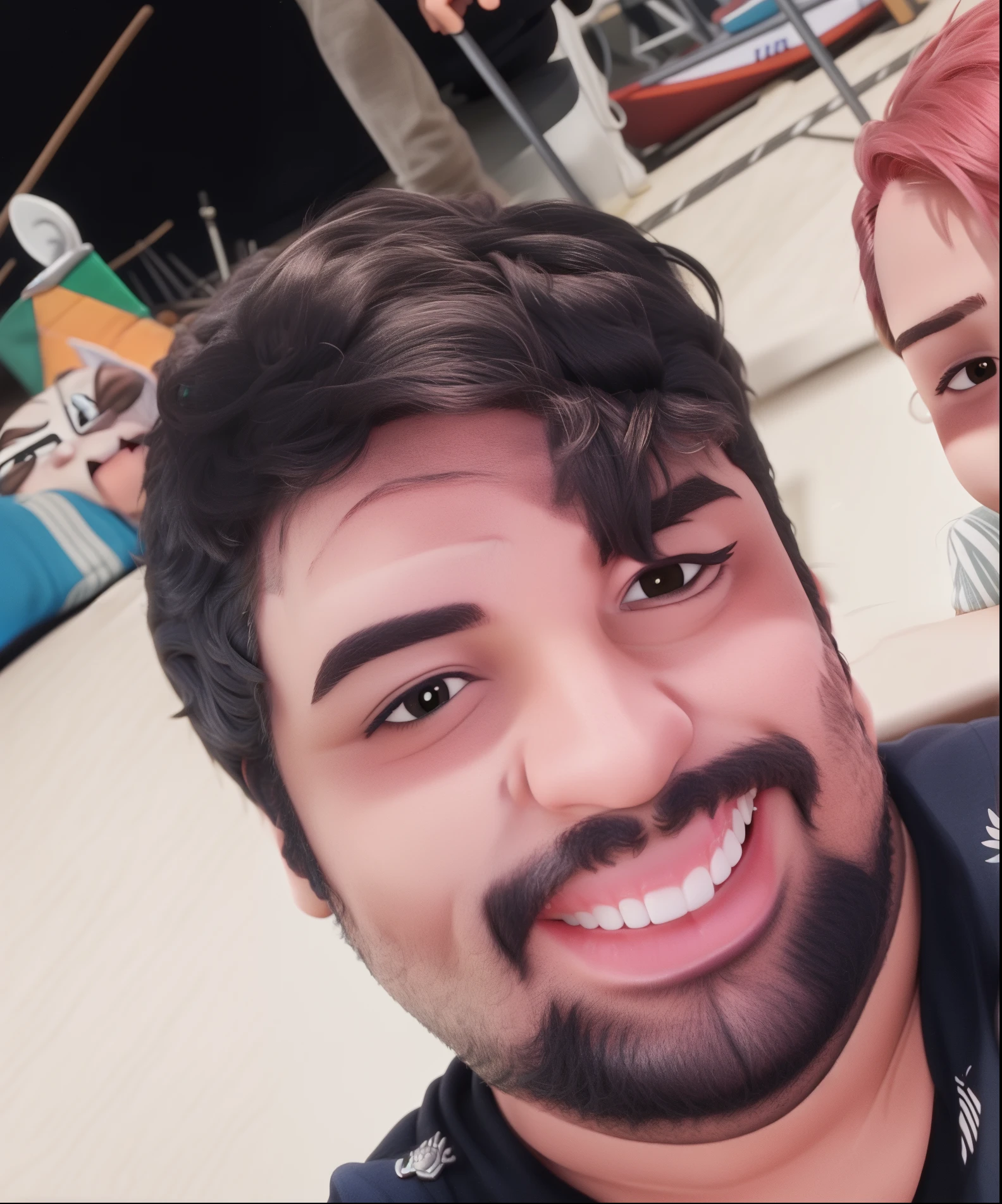Gordinho com barbixa sorrindo 
