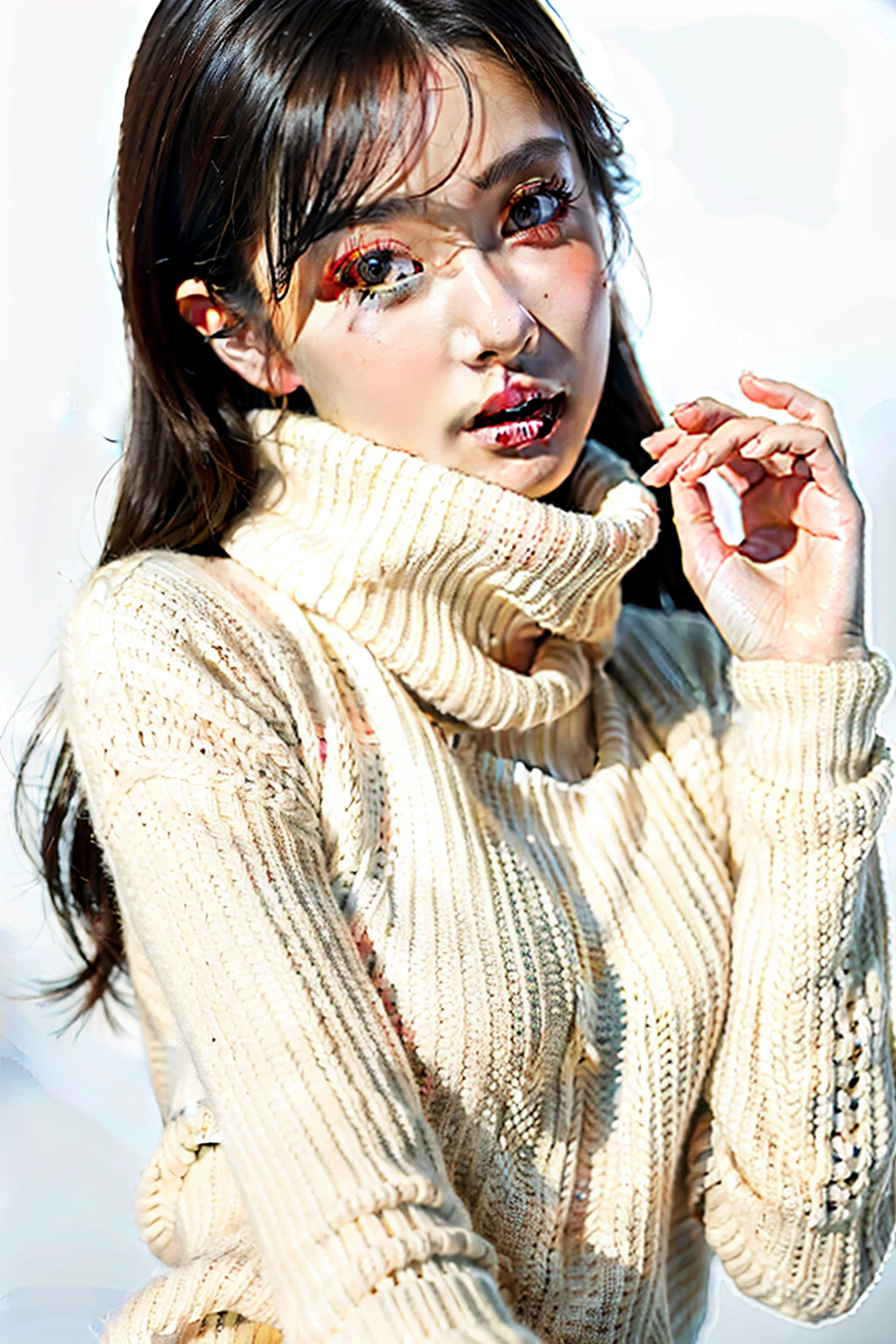 1girl,sweater,white background,