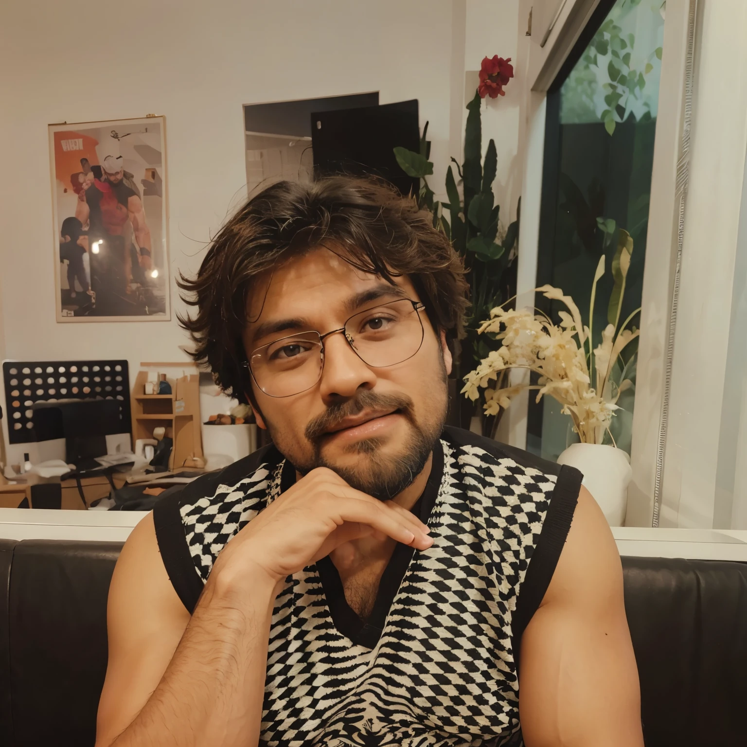 Muscular black bearded