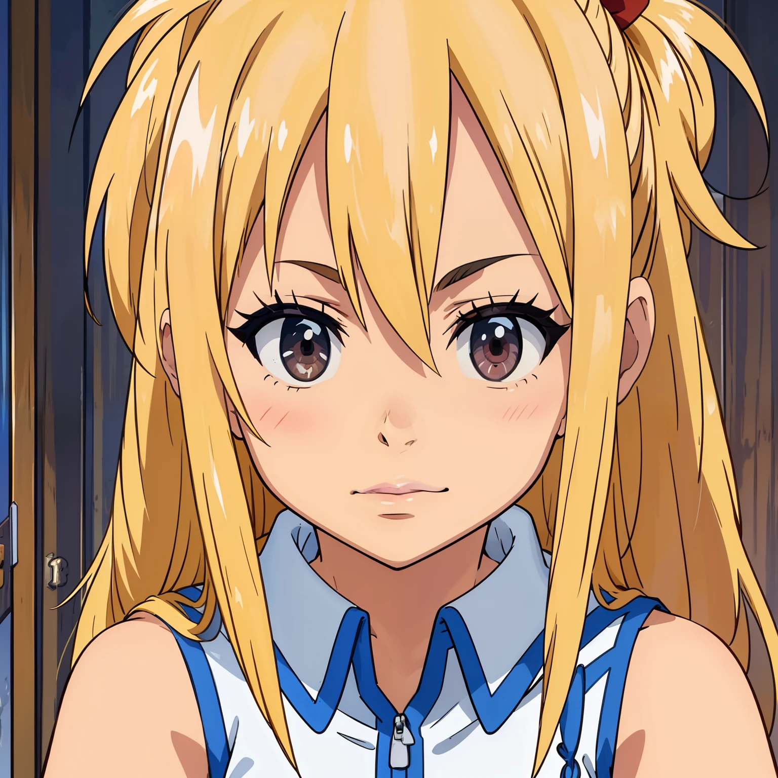 symmetrical face, clean lines, anime style, front view, close up, passport pic