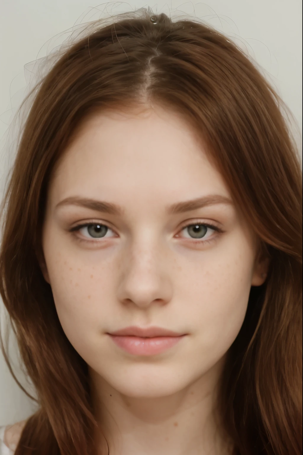 Buetifull girl with pale skin and medium length sized hair, close up of face, androgynous face, nose piercing, small nose with freckles, freckles on the nose, pointy nose, small freckles, small lips pointy nose, perfect detailed face, facial piercings, cute freckles, piercing stare, thin button nose, big eyes, wide lips, adult, adult, red hair, adult, adult, 20 years old, adult, older, 20, adult, adult woman, mature face, mature face,
