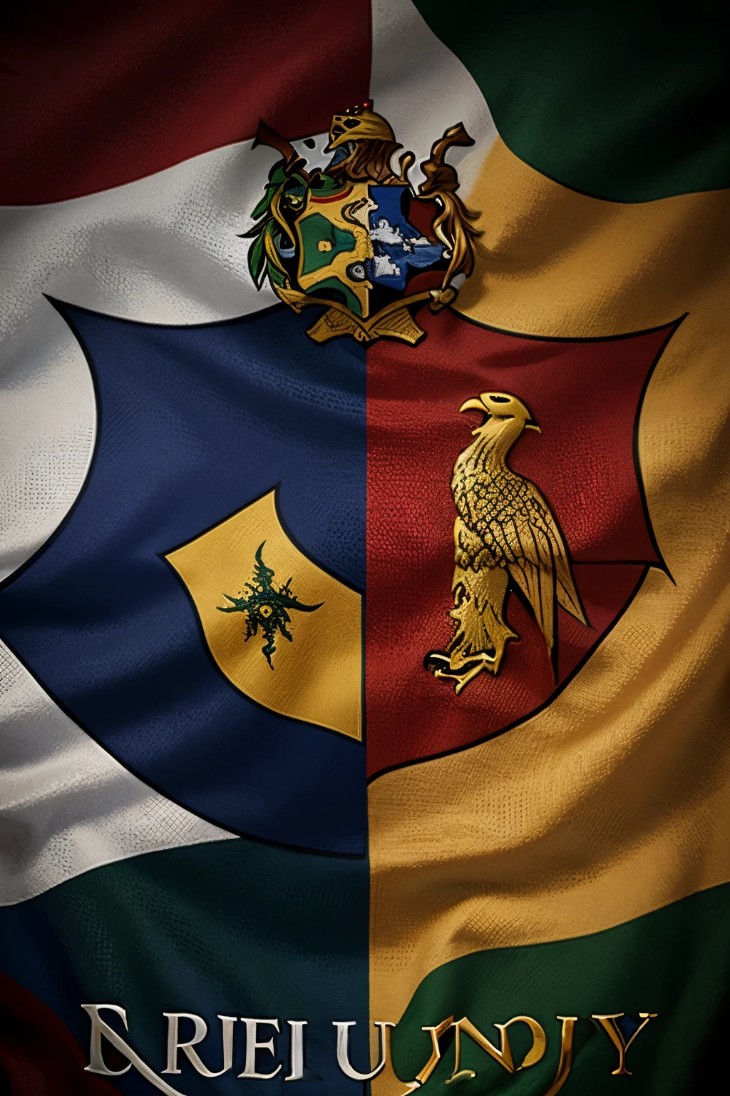 Harry Potter coat of arms with the flag of Brazil and the United Kingdom