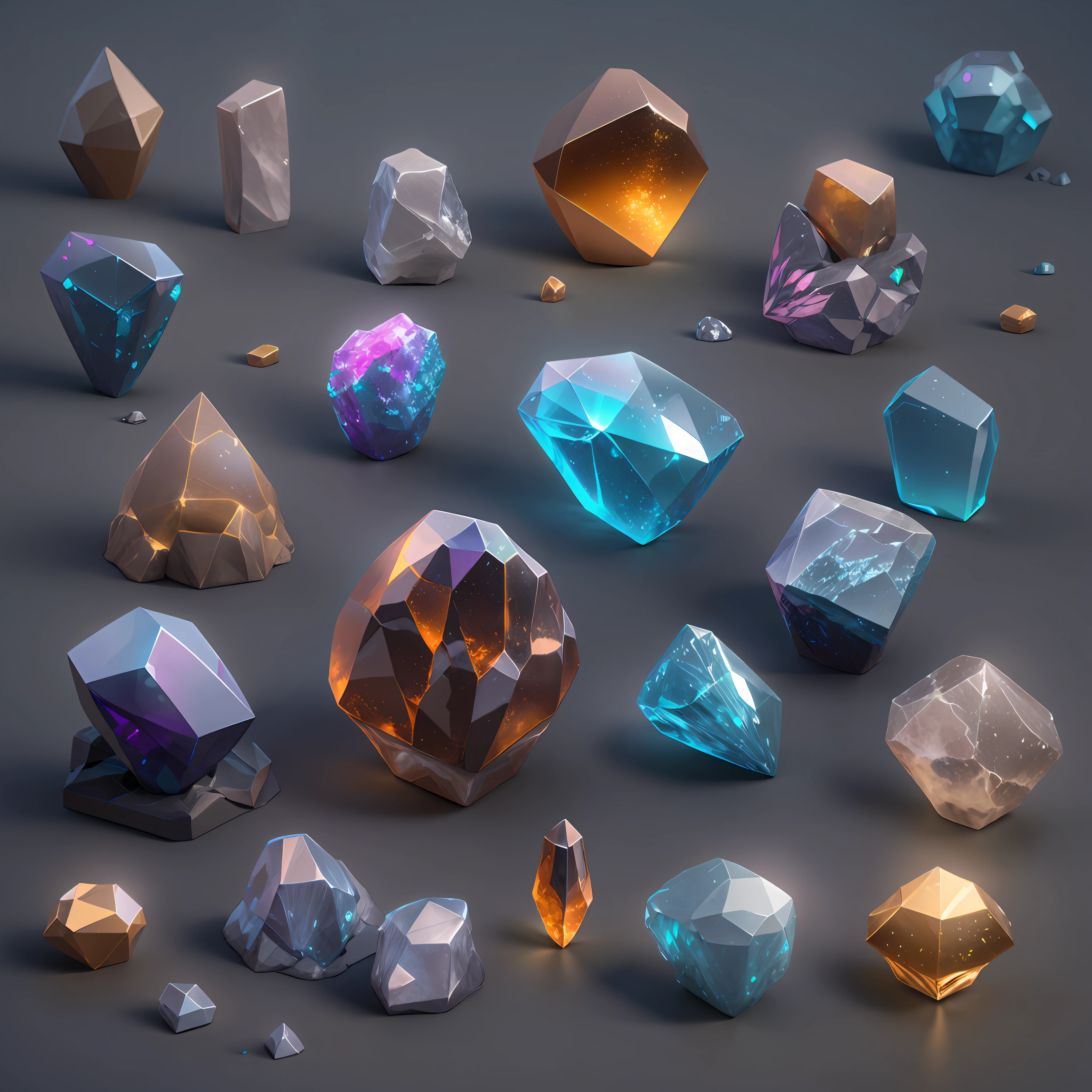 UI,icon,magia,Artisticamente,Lindos minerais, rainbow crystals, ultra detalhado, ultra-detalhado, 8K, Motor irreal 5, a 3D render,pontos de luz