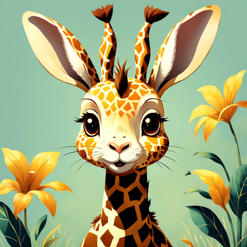 Rabbit in giraffe art style