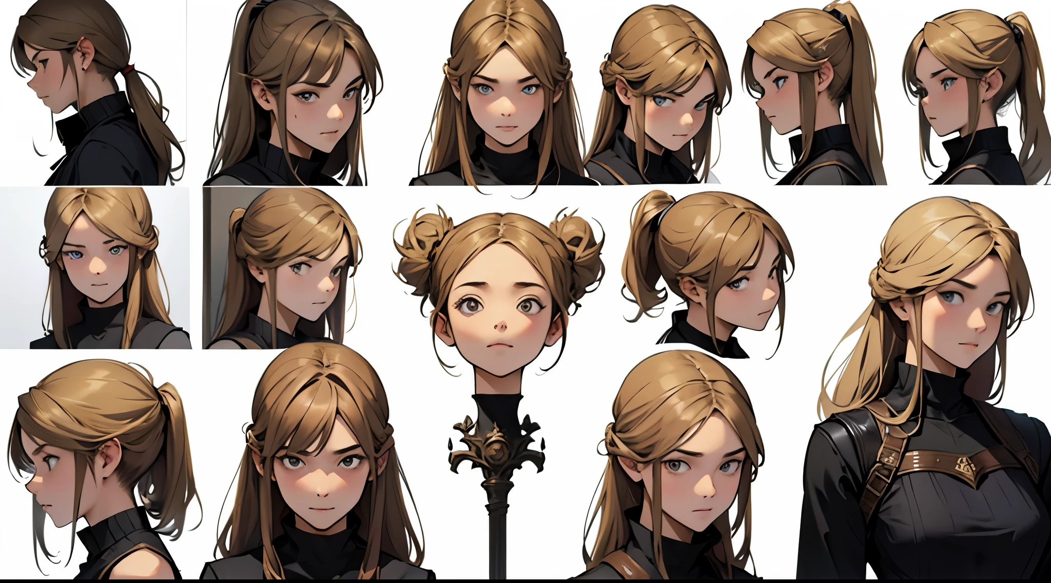 example of how to draw a book of a head looking forward in stages, various poses, something girls, 4k