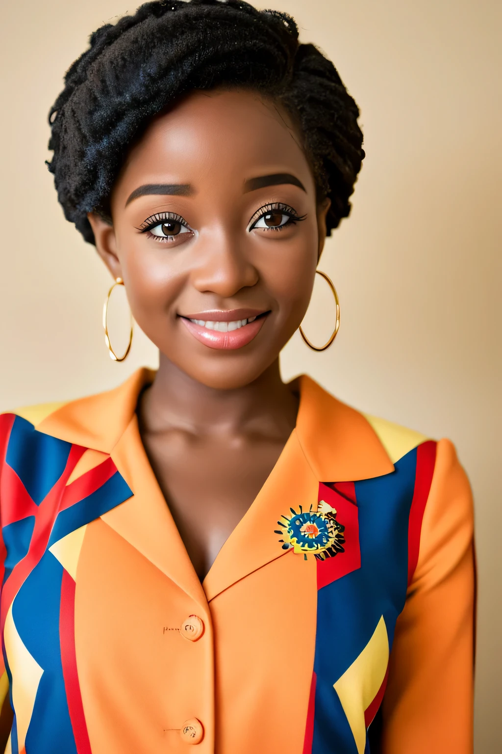 Garota de 15 anos com olhos azuis estilo pixar 2d cabelo africano roupa de estilo UK drill