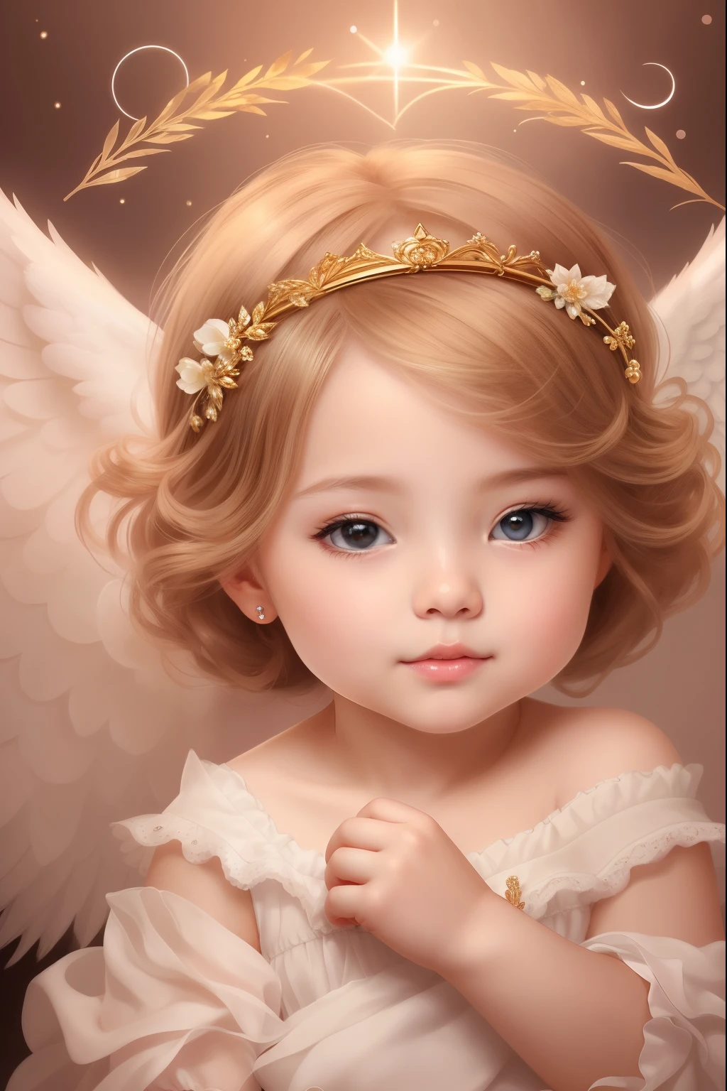 there&#39;s a crown on her head, of an beautiful Angelic女の子, beautiful angel, beautiful Angelic女の子 portrait, adorable digital paintings, of beautiful angel, portrait of a beautiful angel, Angelic女の子, young one angel, Angelicような顔, cute detailed digital art, cute digital art, angel face, beautiful female angel, by ヤン・J, Angelic