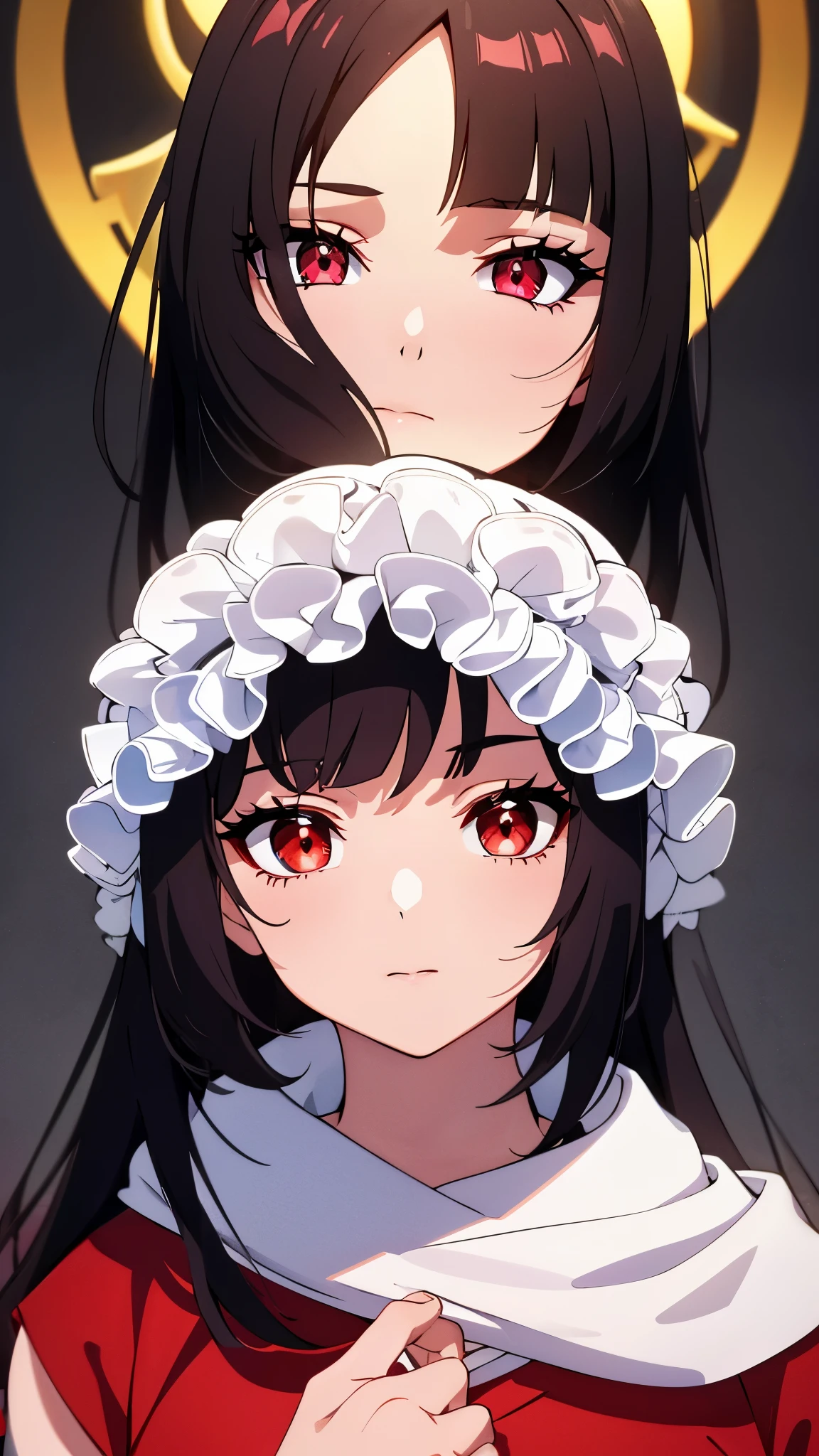 Gawr Gura but with black hair instead of white, replace blue with red, looking at viewer giving a roar, making adorable monster hands at viewer, (Highest Quality, Amazing Details:1.4), Masterpiece, Bloom, Picturesque, Brilliant Colorful Paintings, big masterpiece, best quality, extremely detailed CG, beautiful detailed eyes, ultra-detailed, intricate details:1.2), 8k wallpaper, elaborate features, glistening shiny, glowing light, ray tracing, HDR, deph of field, (perfect face), HD, perfect lighting, ((beautiful detailed eyelashes)), Deep Depth Of Field, Sharp Focus, Portrait Of Stunningly Beautiful Girl, Soft Delicate Beautiful Attractive Face With Alluring Red Eyes, Lovely Small Breasts, Natural Volumetric Lighting And Best Shadows, black hair, red eyes, gawr gura wearing red, red version, dyed hair black, hair red highlights