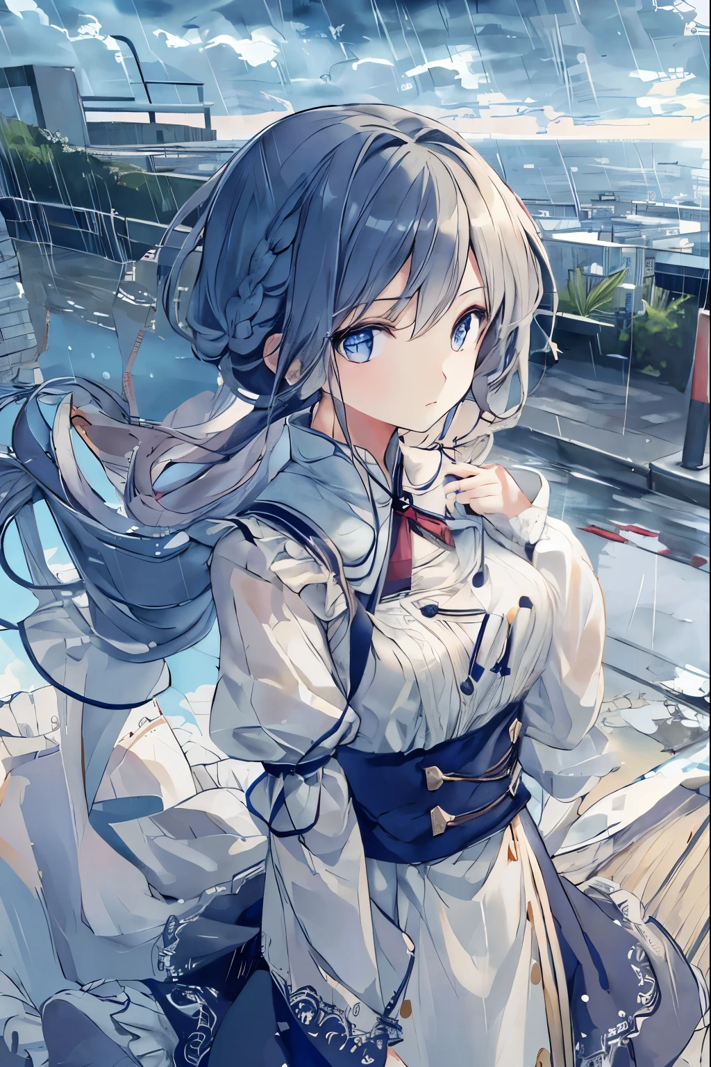 left hand、rain、puddle