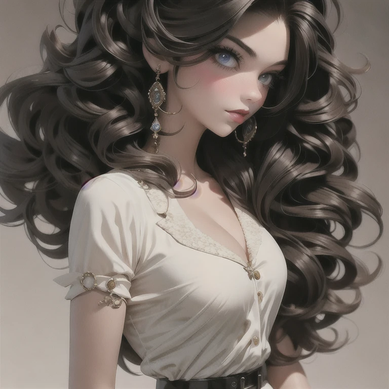 The image shows an illustration of a woman with a high hairstyle and loose locks, llevando gafas de sol amarillas y pendientes de cruz. Viste una chaqueta blanca ajustada con insignias y un par de guantes amarillos con estampado de tigre. He leans on the hilt of a katana with a yellow and black handle. El fondo es de un rojo vibrante que resalta la figura central. The illustration combines modern elements with traditional Japanese touches.