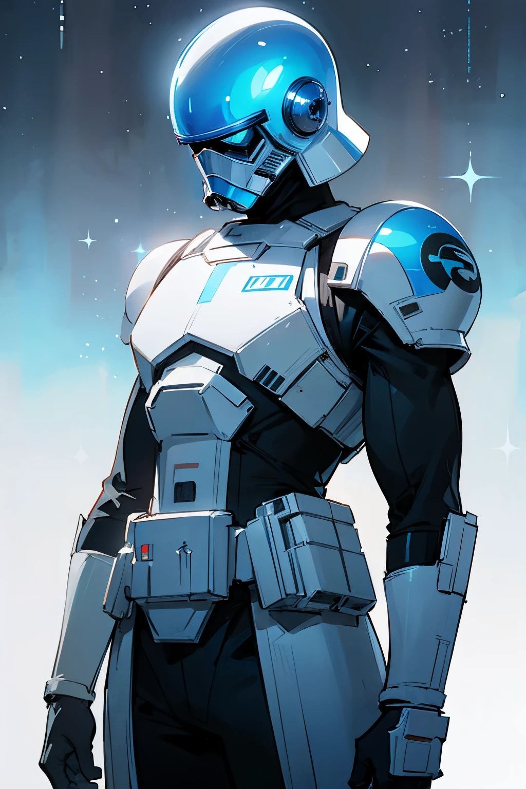 star wars, alien, star wars outfit, male, helmet, shiny outfit, blue eyes, muscular, different hair
