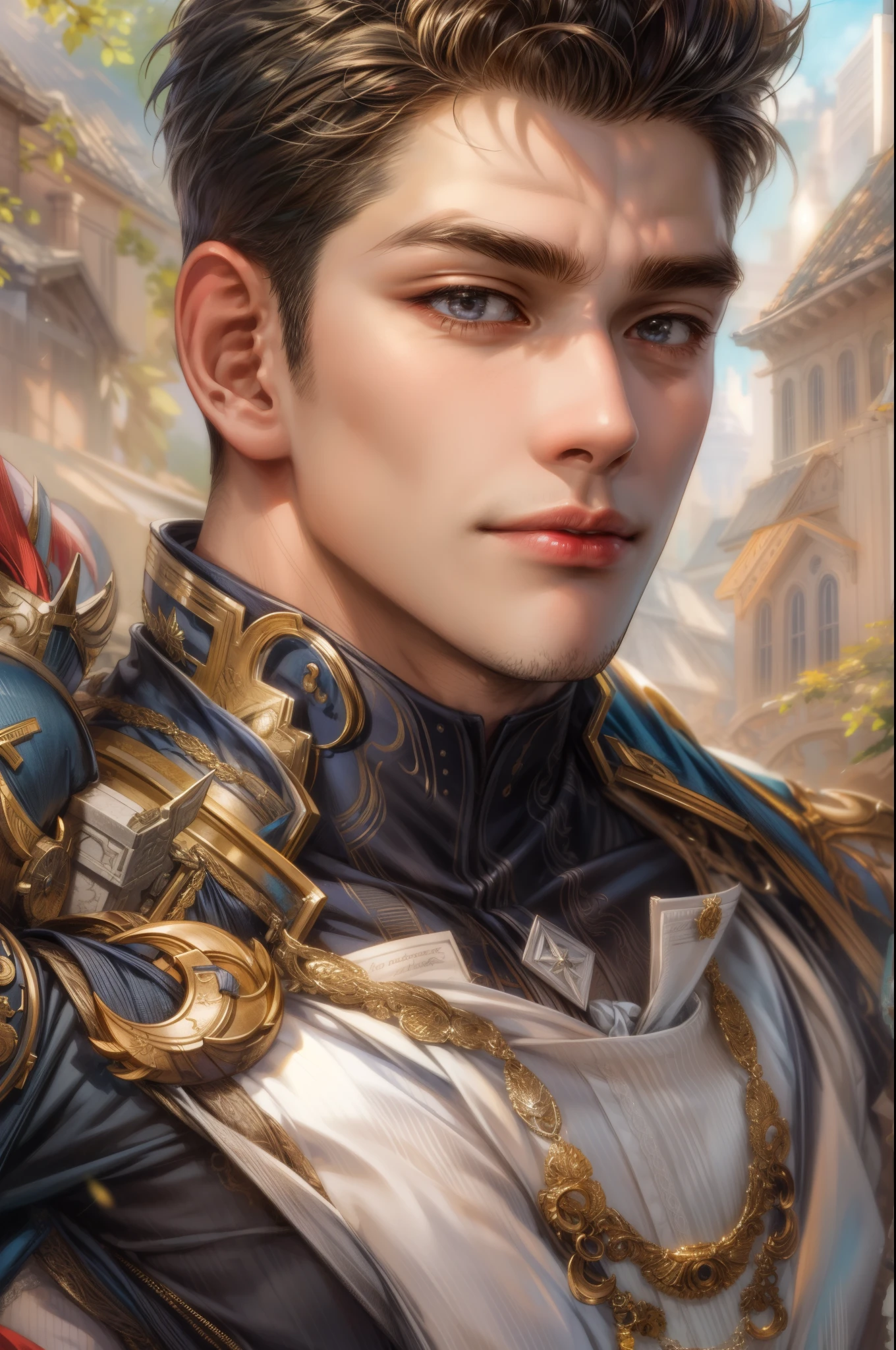 masterpiece, best quality, half body shot of a boy, young handsome boy, character from Marvel, intricate face details, handsome face, detailed scenery bg