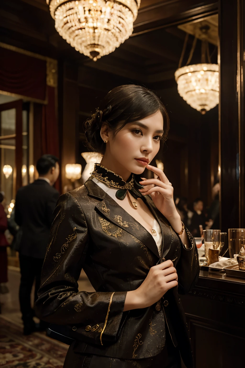 Elegant citizens of Shanghai, vintage luxury, opulent fashion, retro social scenes, sophisticated urban life, historical settings, cultural richness, timeless elegance, premium quality photography, detailed textures, ambient mood lighting, editorial style --ar 16:9 --style raw --stylize 250