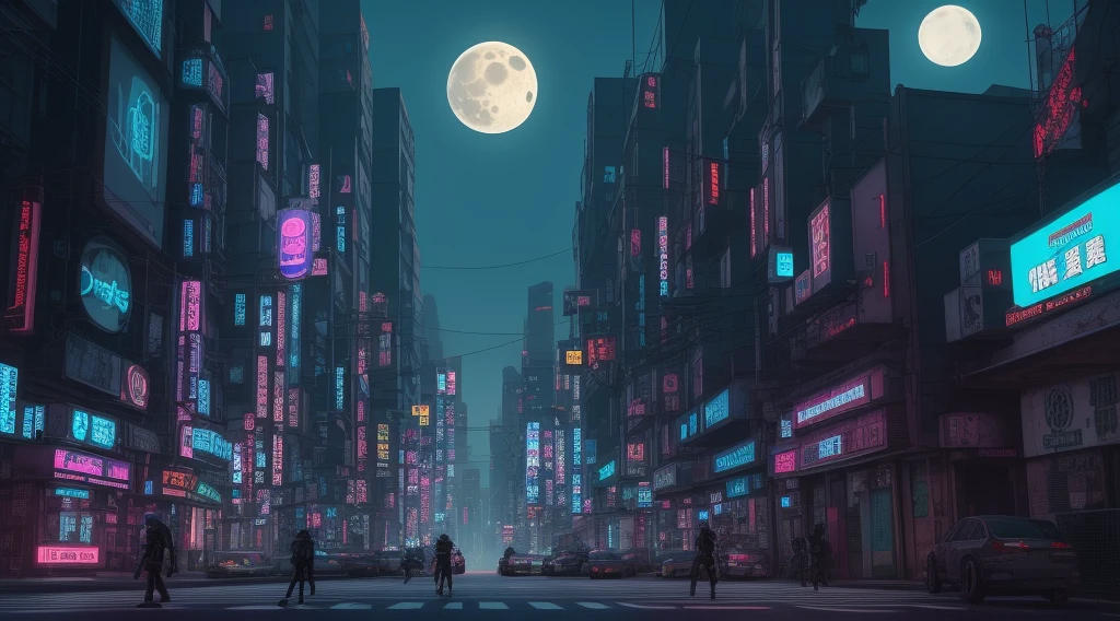 futuristic city at night，Neon lights and full moon, in a futuristic Cyberpunk City, Future Cyberpunk Tokyo Night, hyper realistic Cyberpunk City, in Cyberpunk City, sci-fi Cyberpunk City street, Cyberpunk City street, Cyberpunk Street, future city streets, Cyberpunk City, night Cyberpunk City, Cyberpunk Cityscape, Cyberpunk Streets at night, futuristic Cyberpunk City, Cyberpunk City at night
