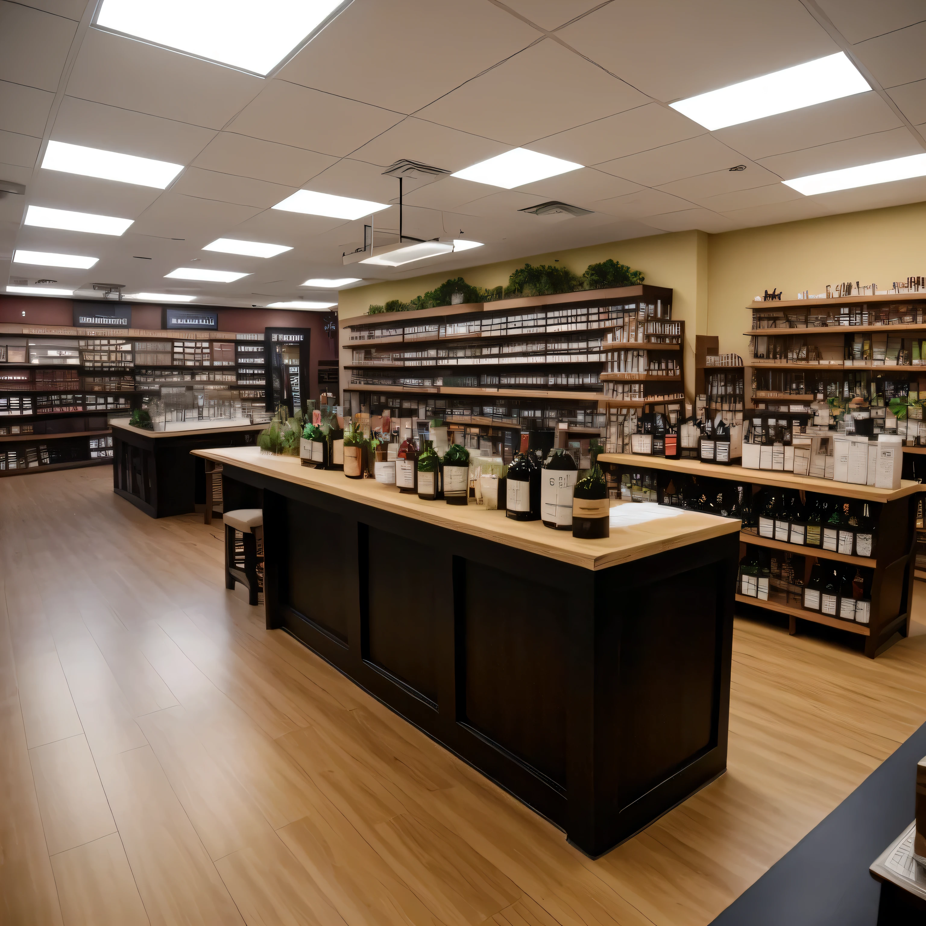 Generate a plan of the physical store of Mezcal Santaella. La tienda tiene una superficie de 100 metros cuadrados y dos accesos: uno principal por la fachada y otro secundario por la parte trasera. The entrance area must have a tasting bar and displays with the best-selling products and the latest news..... The central area should have shelves with different types of mezcal.., mesas y sillas. La zona de fondo debe tener una caja registradora, a warehouse and an office. Los pasillos deben tener una anchura de 1,5 metros. The store must have adequate lighting and background music... It must also have a customer service desk..... The decoration of the store must be inspired by Mexican culture and the process of making mezcal... Mezcal tastings will be offered in the store and special events will be organized.
