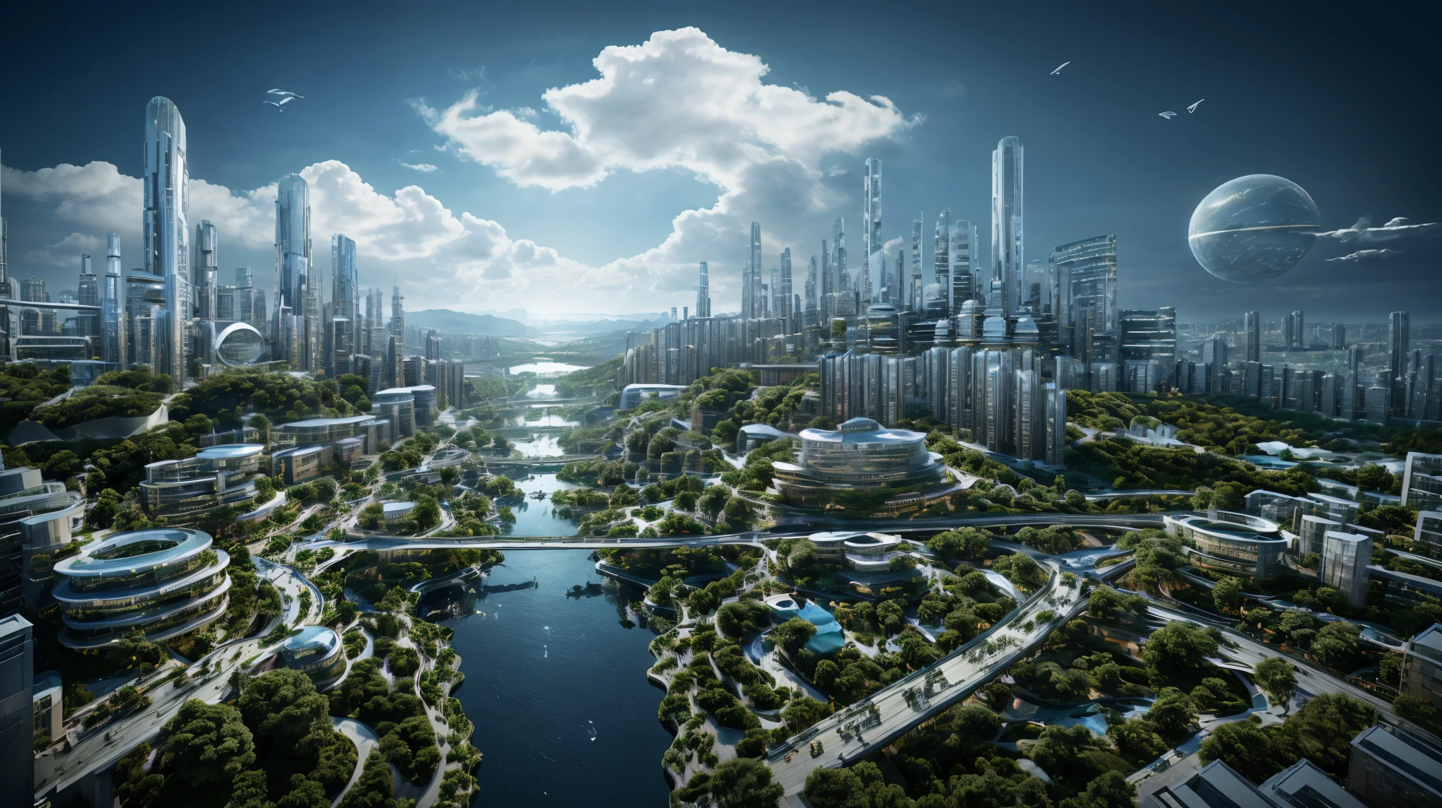 (Best quality,4K,8K,A high resolution,Masterpiece:1.2),Ultra-detailed,(Realistic,Photorealistic,photo-realistic:1.37),Futuristic floating city,Futuristic technology,Huge urban high-tech tablet platform,Airship,Floating in the sky,Futuristic city,Small airships around,High-tech hemispherical platform,Colorful lights,Advanced architecture,modernn architecture,skyscrapper,Access the cloud,Scenic beauty,view over city,Impressive design,Blend seamlessly with nature,energetic and vibrant atmosphere,Futuristic transportation system,Parking is suspended,Transparent path,Lush greenery,Sky gardens,cascading waterfalls,Magnificent skyline,reflections on the water,Sparkling river,Architectural innovation,futuristic skyscrapers,Transparent dome,The shape of the building is unusual,Elevated walkway,Impressive skyline,Glowing lights,Futuristic technology,Minimalist design,Scenic spots,Panoramic view,Cloud Piercing Tower,Vibrant colors,epic sunrise,epic sunset,Dazzling light display,magical ambiance,The future city,Urban Utopia,LuxuryLifestyle,Innovative energy,sustainable development,Smart city technology,Advanced infrastructure,Tranquil atmosphere,Nature and technology live in harmony,Awesome cityscape,Unprecedented urban planning,Architecture connects seamlessly with nature,High-tech metropolis,A cutting-edge engineering marvel,The future of urban living,Visionary architectural concept,Energy-efficient buildings,Harmony with the environment,A city floating above the clouds,Utopian dreams become reality,The possibilities are endless,State-of-the-art transportation network,Green energy integration,Innovative materials,Impressive holographic display,Advanced communication system,Breathtaking aerial view,Quiet and peaceful environment,Modernist aesthetics,Ethereal beauty