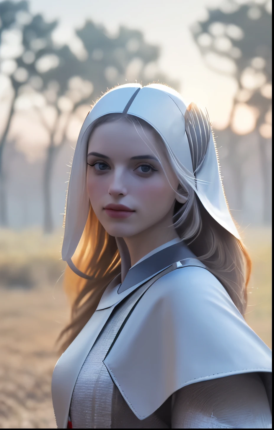 A close up of a woman in a white hat and a white dress - SeaArt AI