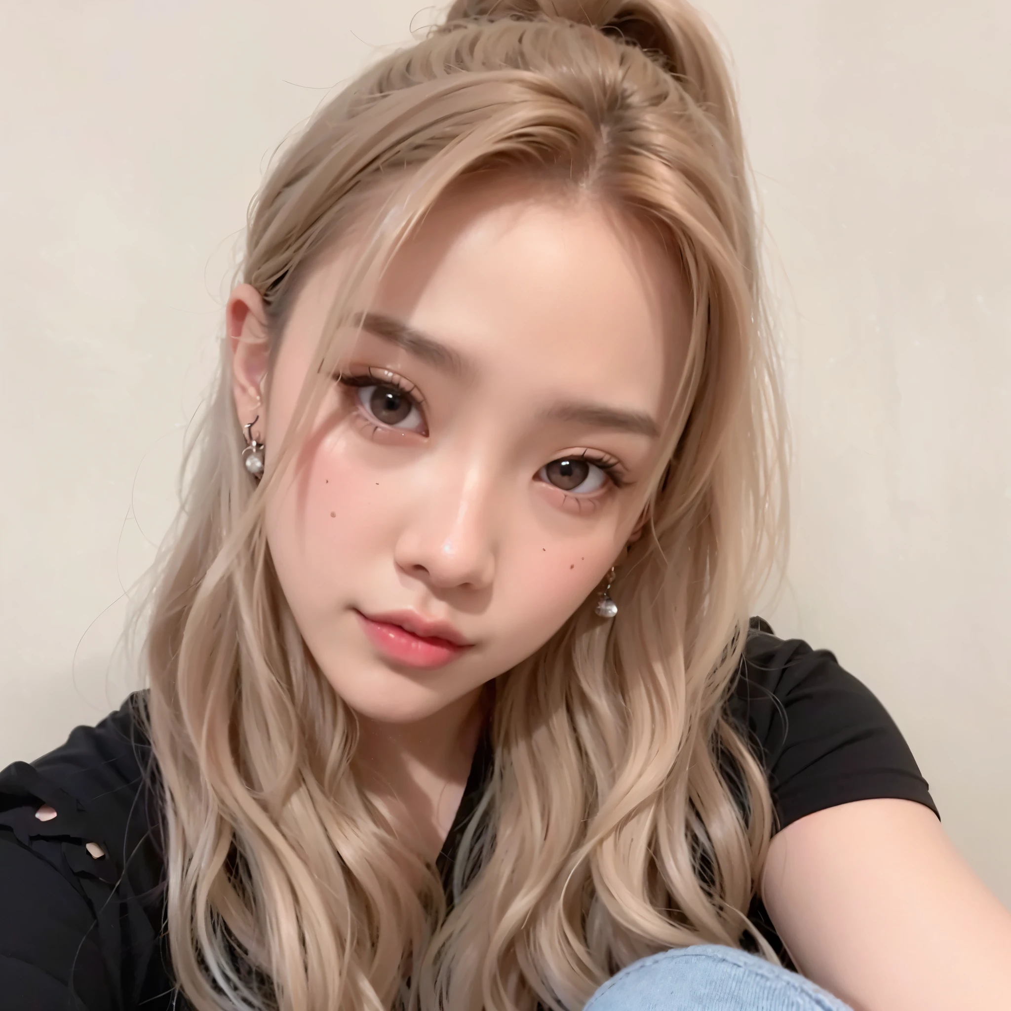 a close up of a person with long hair and a black shirt, jinyoung shin, lalisa manobal, roseanne park of blackpink, heonhwa choe, sun yunjoo, jaeyeon nam, park ji-min, lee ji - eun, lee ji-eun, jossi of blackpink, taejune kim, portrait of jossi of blackpink