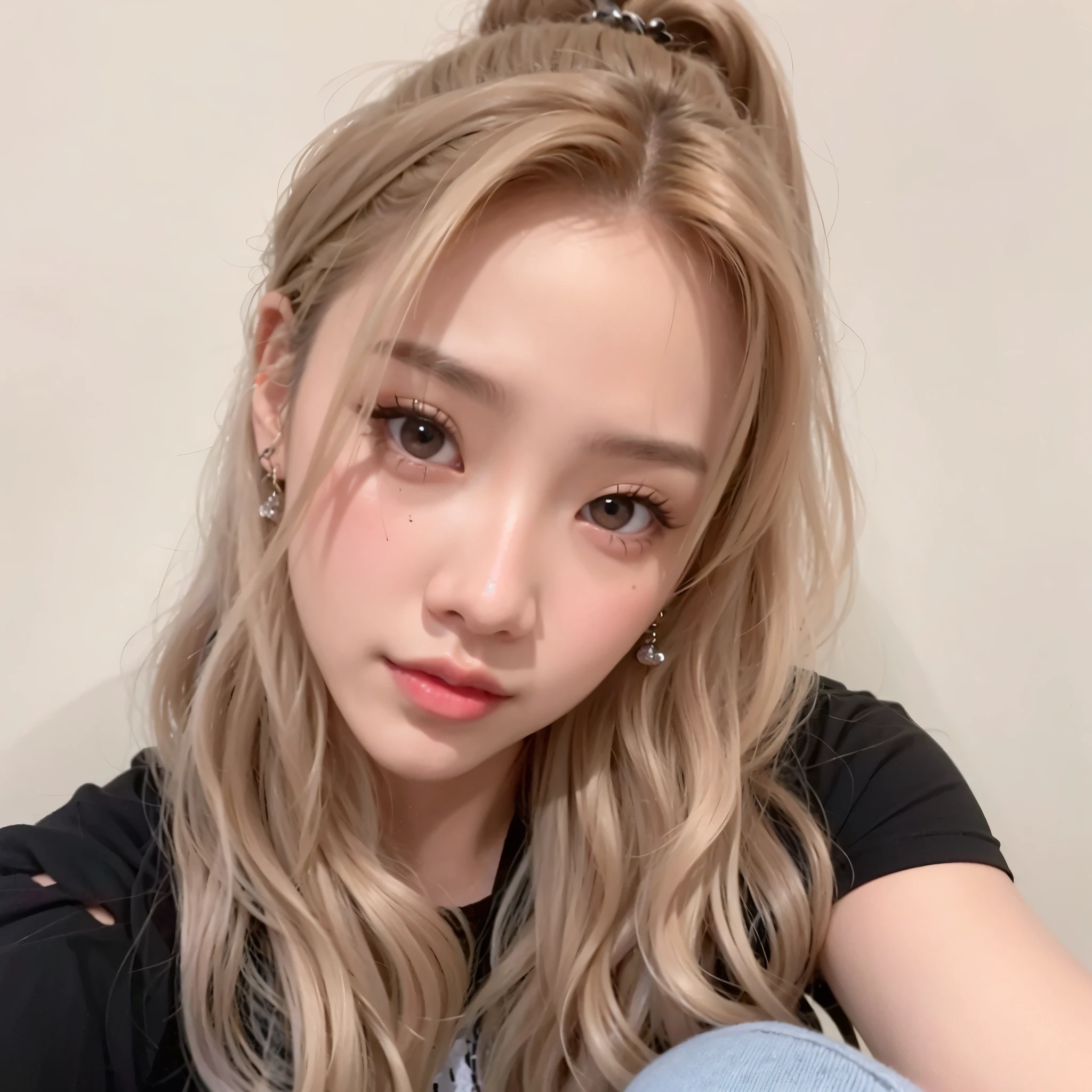 a close up of a person with long hair and a black shirt, jinyoung shin, lalisa manobal, roseanne park of blackpink, heonhwa choe, sun yunjoo, jaeyeon nam, park ji-min, lee ji - eun, lee ji-eun, jossi of blackpink, taejune kim, portrait of jossi of blackpink
