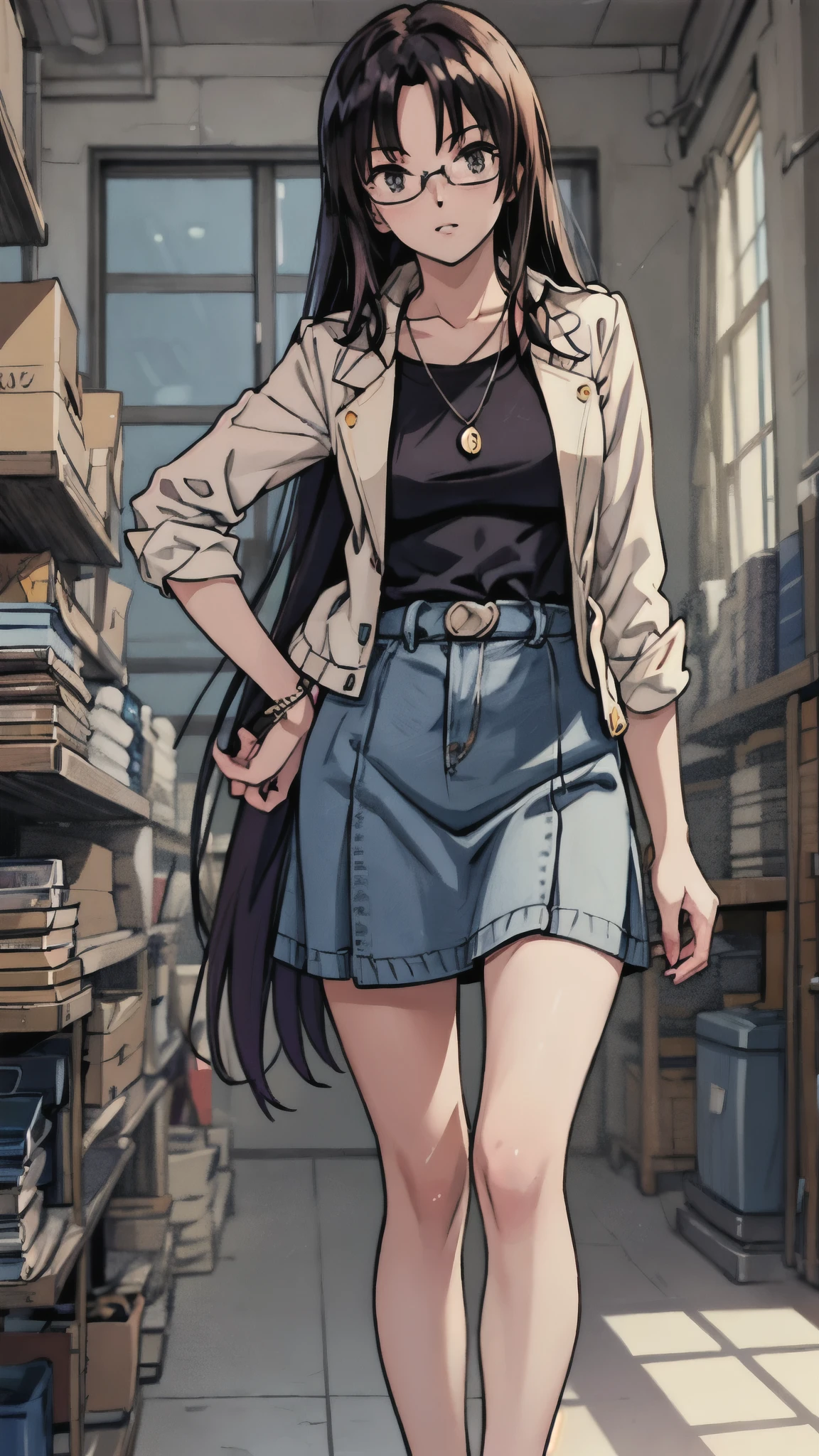 (highest quality,4K,8K,High resolution,table top:1.2), super detailed, (realistic,photorealistic,photo-realistic:1.37),((full body)), Unfortunate,Glasses,((black hair)), ((long hair)),tight-design-sweater,maxi-length-long-skirt,necklace,shoes,beautiful and fine eyes, beautiful detailed lips, highly detailed eyes and face, long eyelashes, realistic anime 3D style, Smooth anime CG art, Digital rendering by Makoto Shinkai, Moe anime art style, photorealistic rendering of an anime girl, Shinkai Makoto style, Cute anime girl visuals, realistic young anime girl, girl fan art, Created by Anime Artist'studio of.