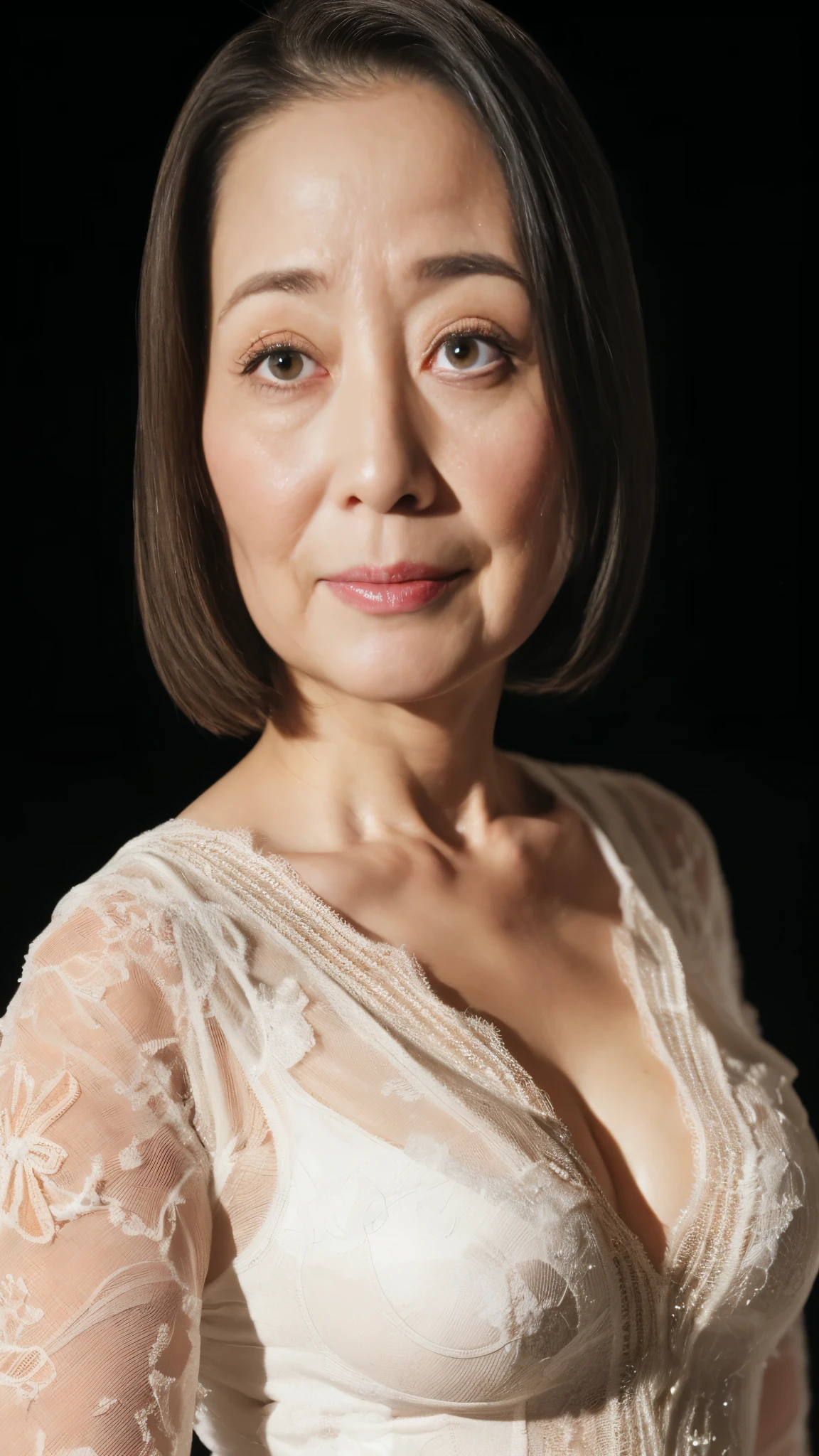background removal, gravure, facing the front, ((restrained)), flashy makeup, from the chest up, masterpiece, highest quality, Super detailed, realistic, super dense skin, perfect anatomy, (1 Japan), (alone), 95 years old, big breasts, mature politician, Glamour, sexy, pure white skin, looking at the viewer,