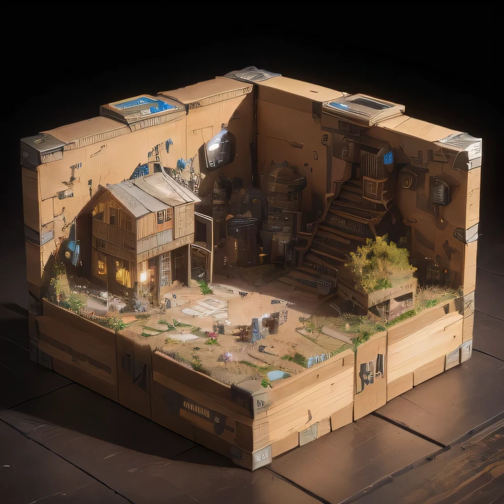3598年Mars realistic model, (split ends, original photo, best quality, masterpiece:1.4),Steampunk Cyberpunk 6820 City,(CyberpunkMars light:1.3), Mars (related to land),(in a small nature box:1.3),Isometric, small nature, landscape on foundation,landscape,