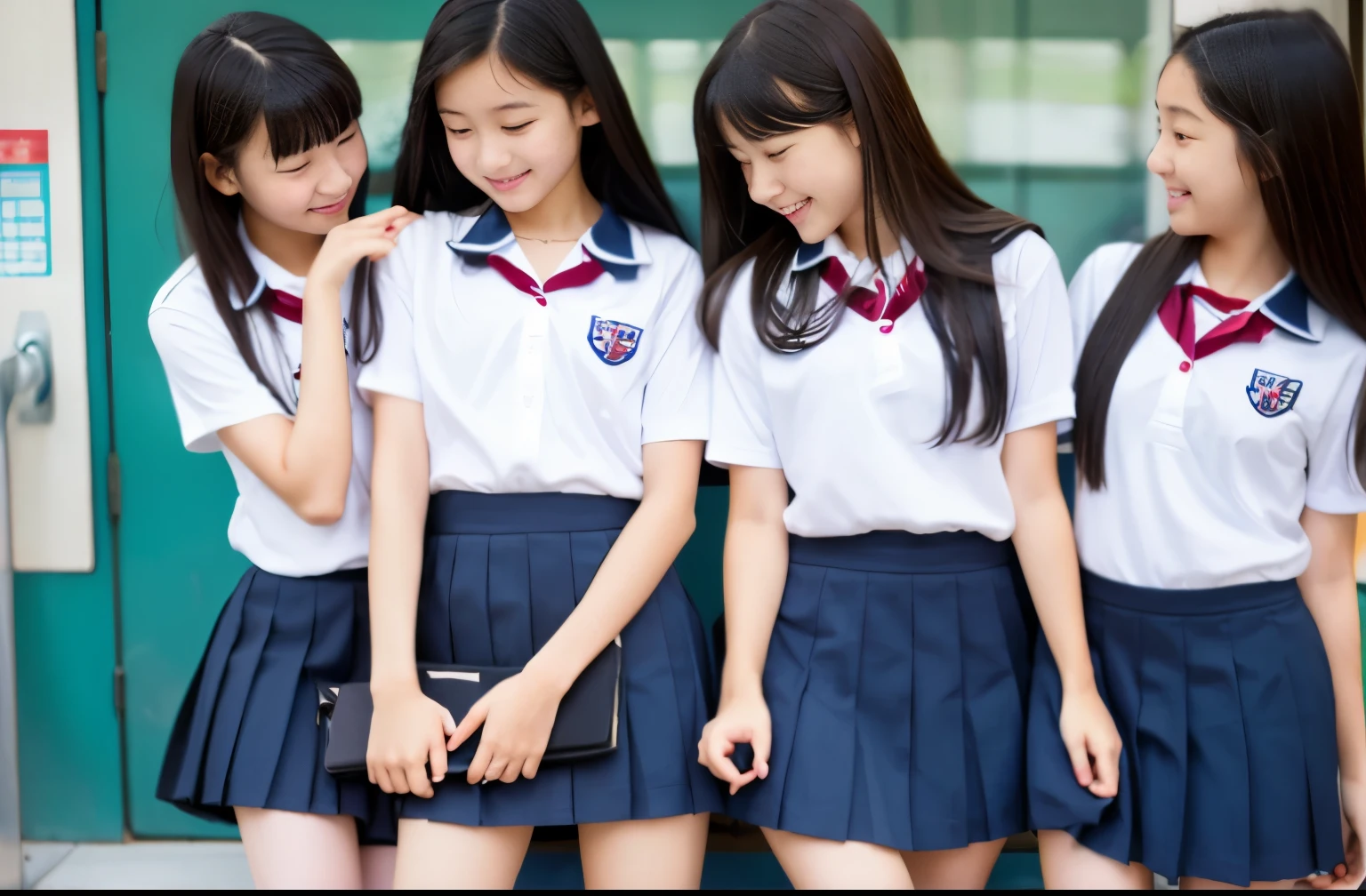 、middle Schooopen、uniform、School、M-shaped spread legs、Looks embarrassed、lift up the skirt、NSFW、short skirt、Erotic、spread your legs、Panty shot、white underwear