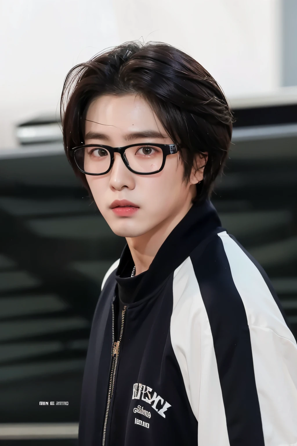 Un primer plano de una persona con gafas y una chaqueta, Jung Jaehyun, jinyoung shin, cai xukun, hyung tae, kim taejin, con gafas, pintar ulzzang, con gafas cuadradas, pale korean adorable face, con lentes negros, en gafas de montura cuadrada, kim doyoung, shin jeongho, hong junio hyung, artista coreano