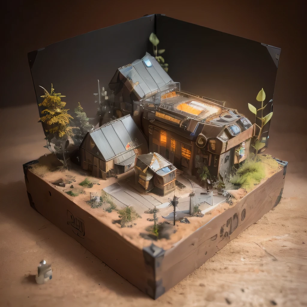 3598年Mars realistic model, (split ends, original photo, best quality, masterpiece:1.4),Steampunk Cyberpunk 6820 City,(CyberpunkMars light:1.3), Mars (related to land),(in a small nature box:1.3),Isometric, small nature, landscape on foundation,landscape,