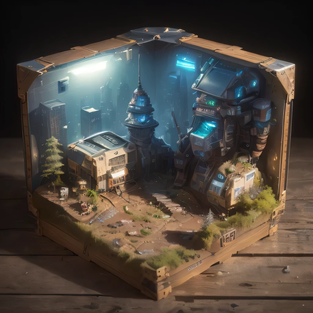 3598年Mars realistic model, (split ends, original photo, best quality, masterpiece:1.4),Steampunk Cyberpunk 6820 City,(CyberpunkMars light:1.3), Mars (related to land),(in a small nature box:1.3),Isometric, small nature, landscape on foundation,landscape,
