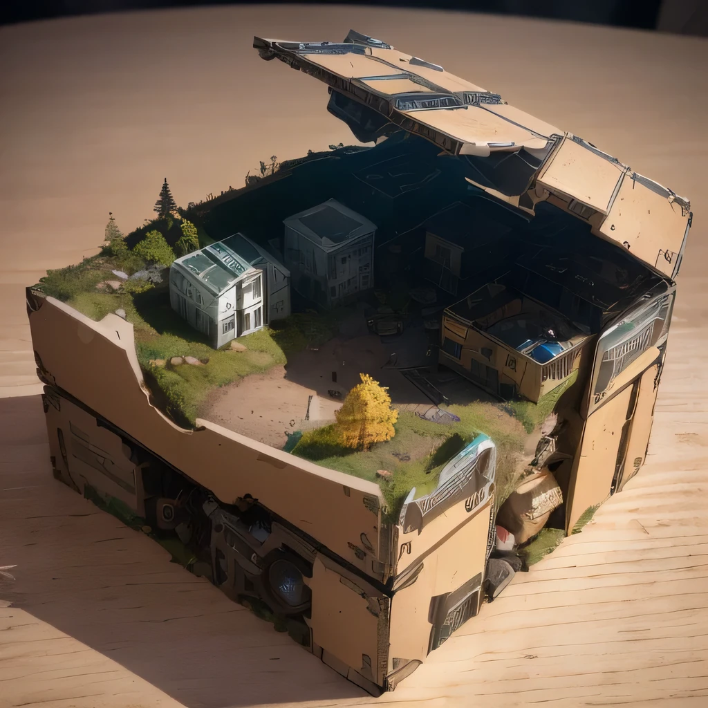 3598年Mars realistic model, (split ends, original photo, best quality, masterpiece:1.4),Steampunk Cyberpunk 6820 City,(CyberpunkMars light:1.3), Mars (related to land),(in a small nature box:1.3),Isometric, small nature, landscape on foundation,landscape,