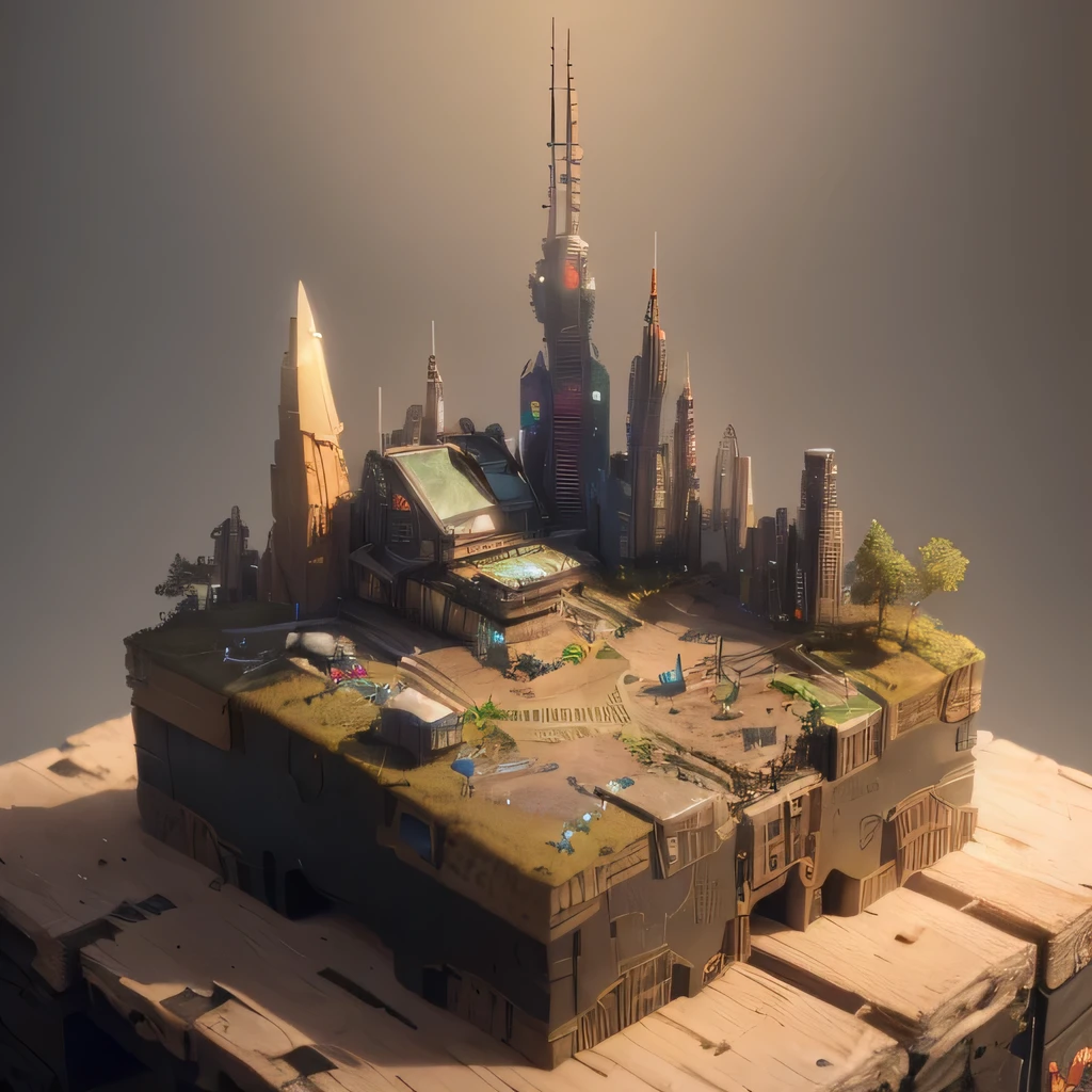 3598年Mars realistic model, (split ends, original photo, best quality, masterpiece:1.4),Steampunk Cyberpunk 6820 City,(CyberpunkMars light:1.3), Mars (related to land),(in a small nature box:1.3),Isometric, small nature, landscape on foundation,landscape,