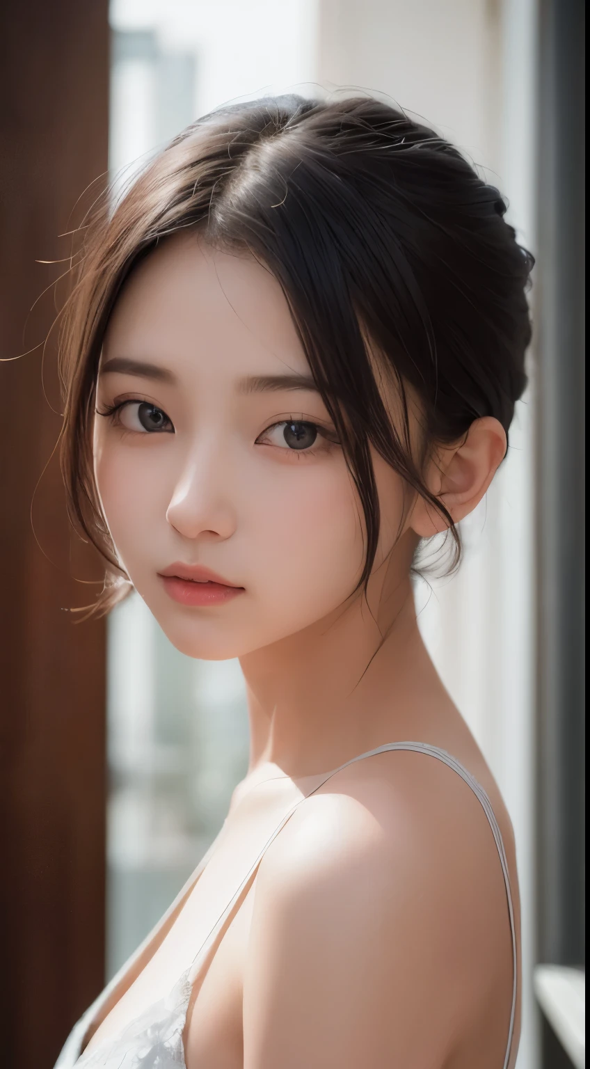 (masterpiece, highest quality, beautiful girl, cute face:1.2), (close your face:1.5), 8k, official art, RAW photo, incredibly absurd, crop top, looking at the viewer, thin, Ten generations, face light, film grain, chromatic aberration, sharp focus, dynamic lighting, cinematic lighting,whole body,big breasts,short hair