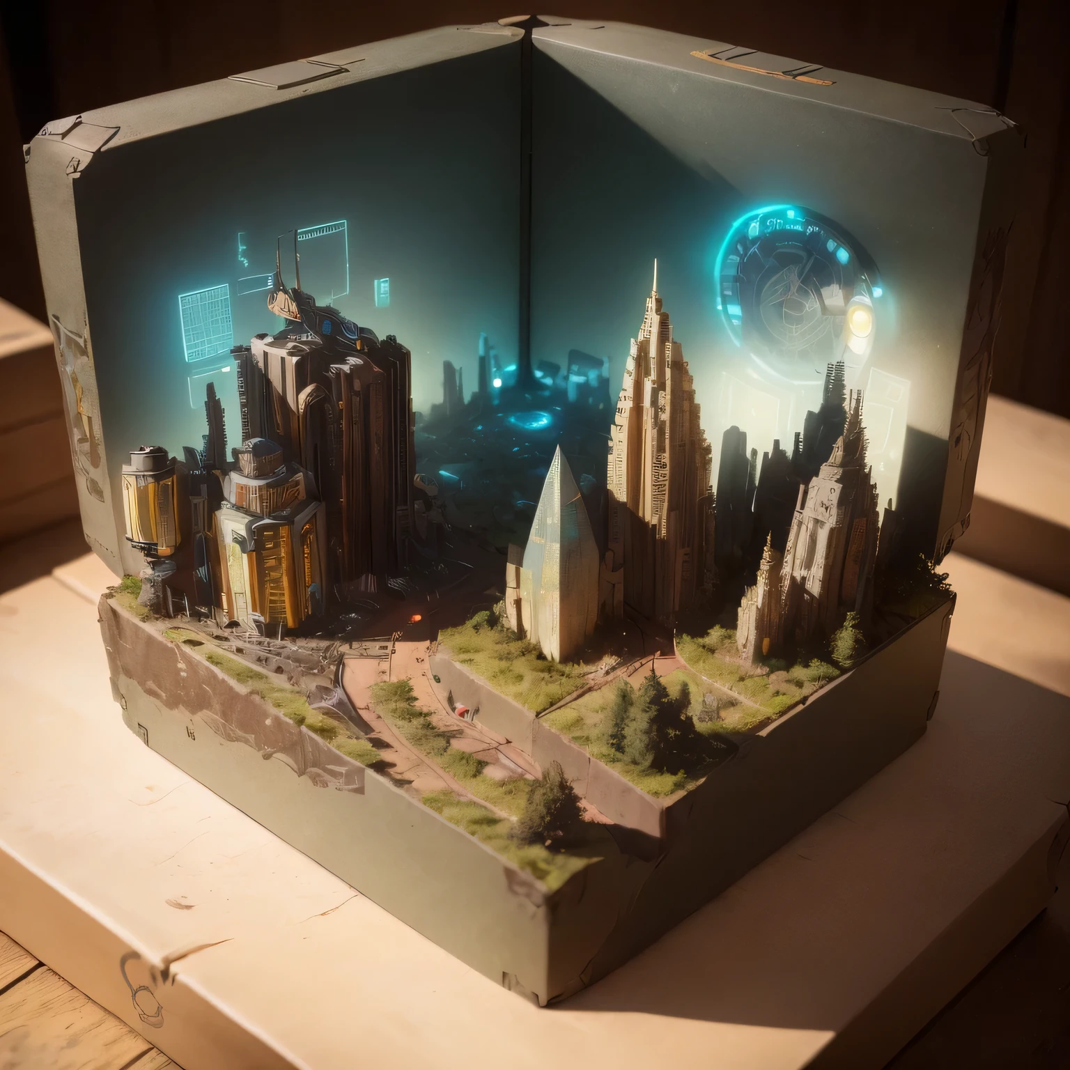 3598年Mars realistic model, (split ends, original photo, best quality, masterpiece:1.4),Steampunk Cyberpunk 6820 City,(CyberpunkMars light:1.3), Mars (related to land),(in a small nature box:1.3),Isometric, small nature, landscape on foundation,landscape,