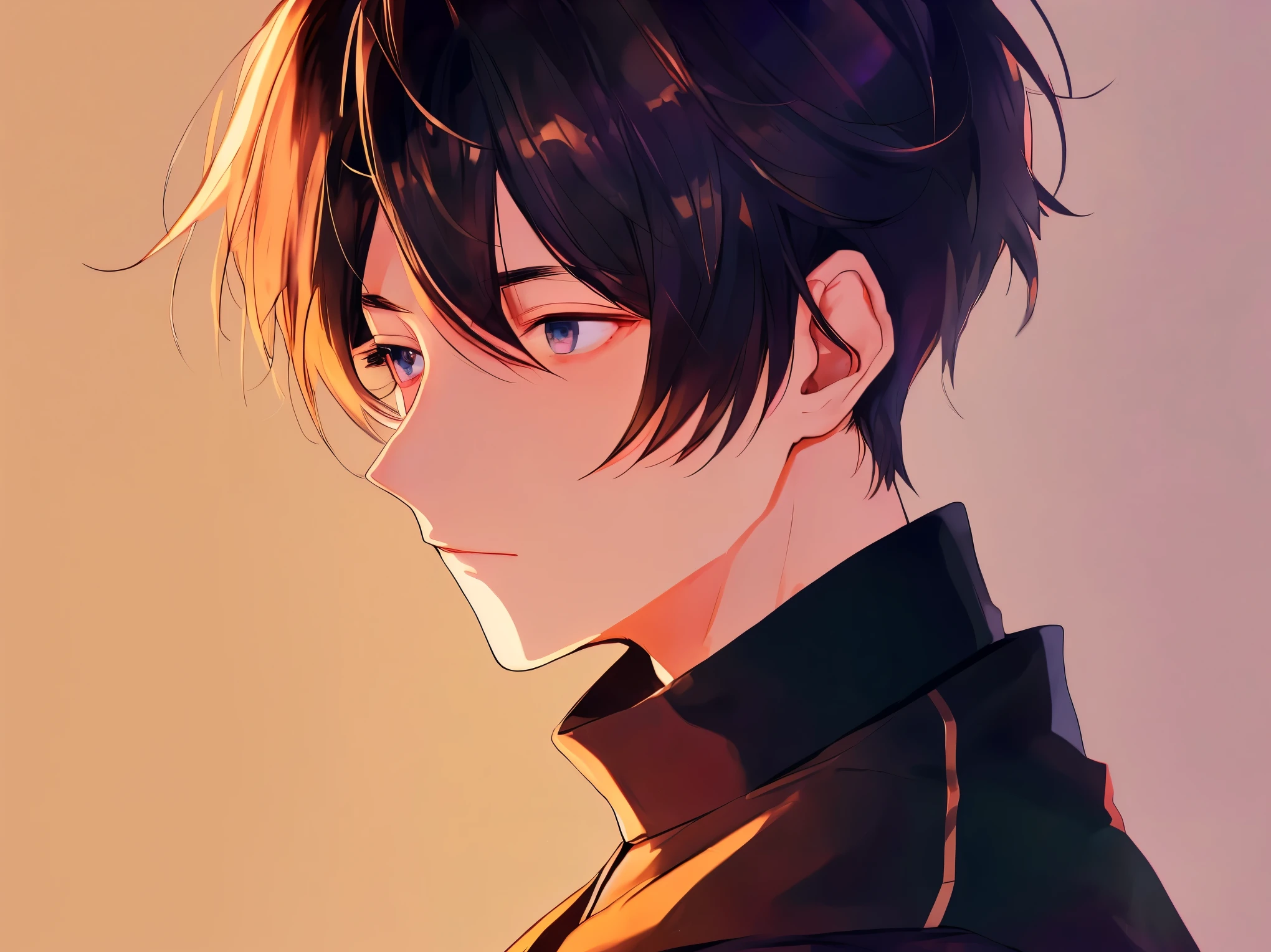 Anime boy looking down, Anime drawing by Yang J, CG social trends, digital art, beautiful anime portrait, Gwaites style artwork, portrait of lofi, Anime Boy Profile, Detailed portrait of an anime boy, digital anime illustration, beautiful digital illustrations, anime boy portrait profile, stunning anime face portraits