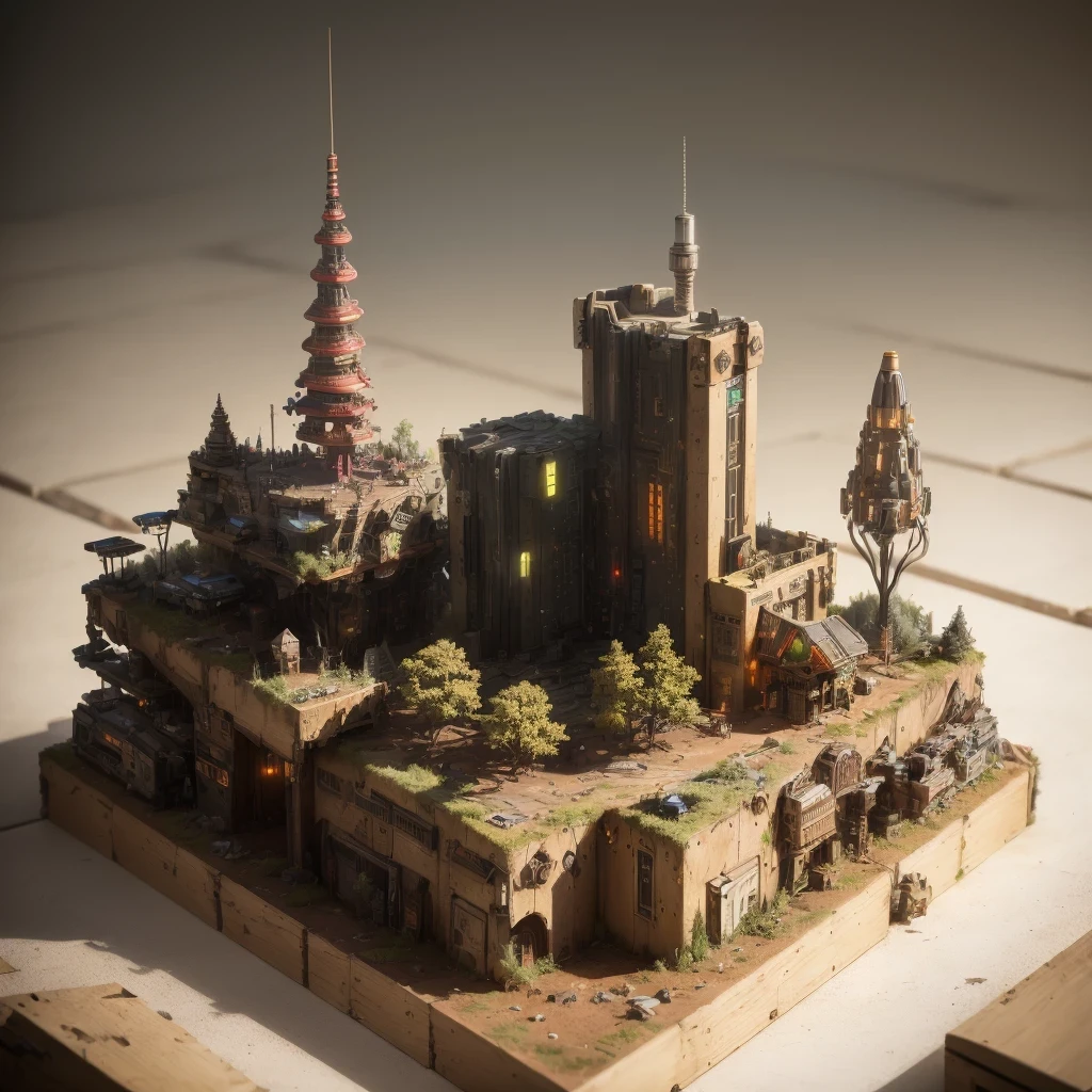 3598年Mars realistic model, (split ends, original photo, best quality, masterpiece:1.4),Steampunk Cyberpunk 6820 City,(CyberpunkMars light:1.3), Mars (related to land),(in a small nature box:1.3),Isometric, small nature, landscape on foundation,landscape,