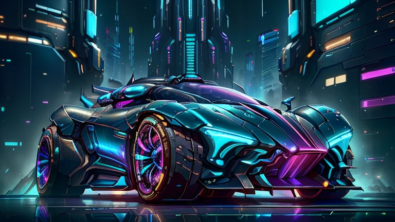(cyberpunk:1.2), (Bugatti AI:0.4), (sleek symmetrical futuristic sports car:1.2) with a futuristic weapon mount, (Iridescent blue:1.4) painting, (city background, night:1.4), Very detailed rims, (Glowing edges:1.2), (intricate details, golden ratio, masterpiece:1.2), (lifelike, crazy quality, best quality:1.6), Very detailed, highest detail, Very detailed, Very detailed