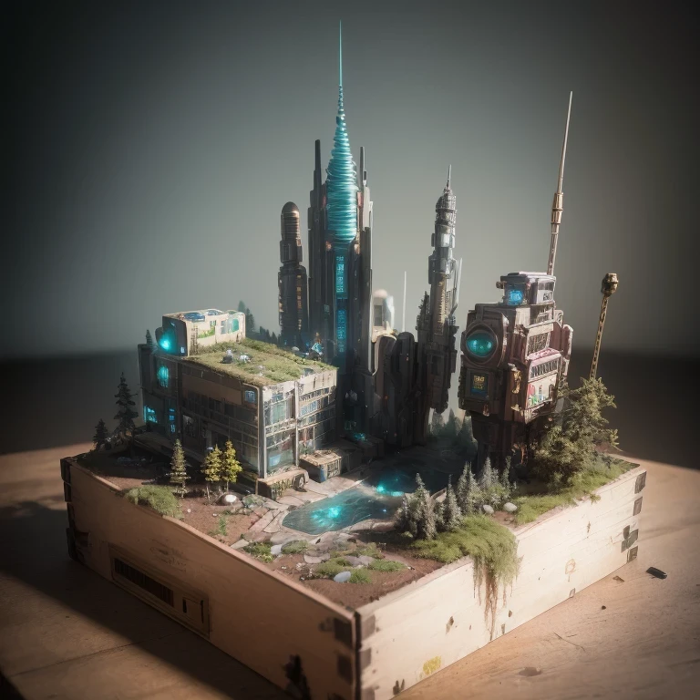 3598年Mars realistic model, (split ends, original photo, best quality, masterpiece:1.4),Steampunk Cyberpunk 6820 City,(CyberpunkMars light:1.3), Mars (related to land),(in a small nature box:1.3),Isometric, small nature, landscape on foundation,landscape,