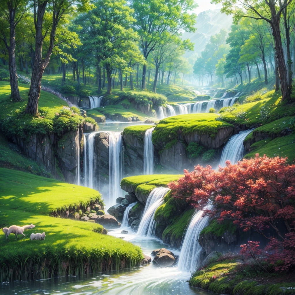 (best quality, highres, masterpiece:1.2), ultra-detailed, (realistic, photorealistic, photo-realistic:1.37), HDR, UHD, studio lighting, vivid colors, bokeh, fantasy elven farmer, sparkling magic, rice paddy, nature-inspired landscape, flowing river, lush greenery, ethereal glow, delicate rice stalks, intricate farmer's attire, magical creatures, peaceful serenity, glistening sunlight, mystical atmosphere, enchanted forest, ancient wisdom, vibrant harvest, traditional farming techniques