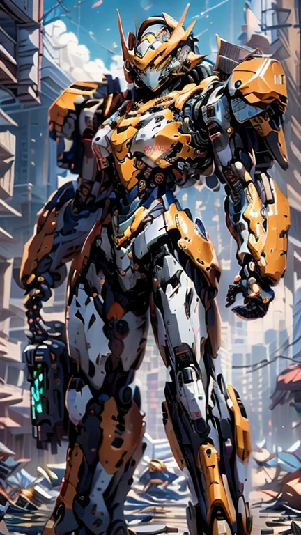 Girl anime in mecha suit, Anime girl mecha, Digital Art Cyberpunk Animation, 8k, Mecha net armor girl, back corner