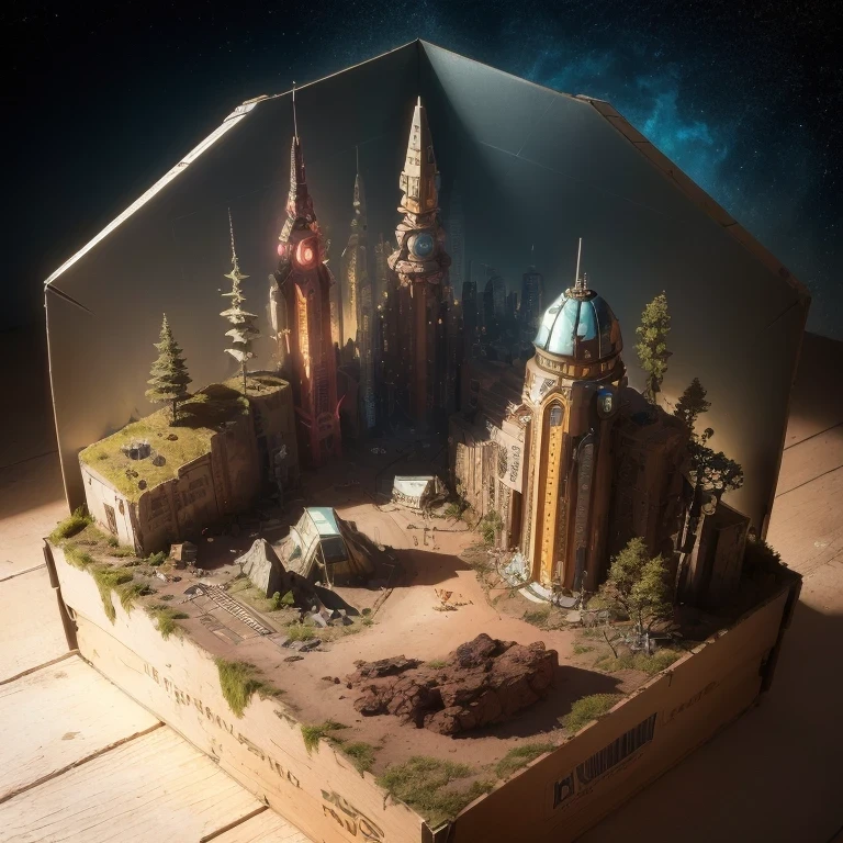 3598年Mars realistic model, (split ends, original photo, best quality, masterpiece:1.4),Steampunk Cyberpunk 6820 City,(CyberpunkMars light:1.3), Mars (related to land),(in a small nature box:1.3),Isometric, small nature, landscape on foundation,landscape,