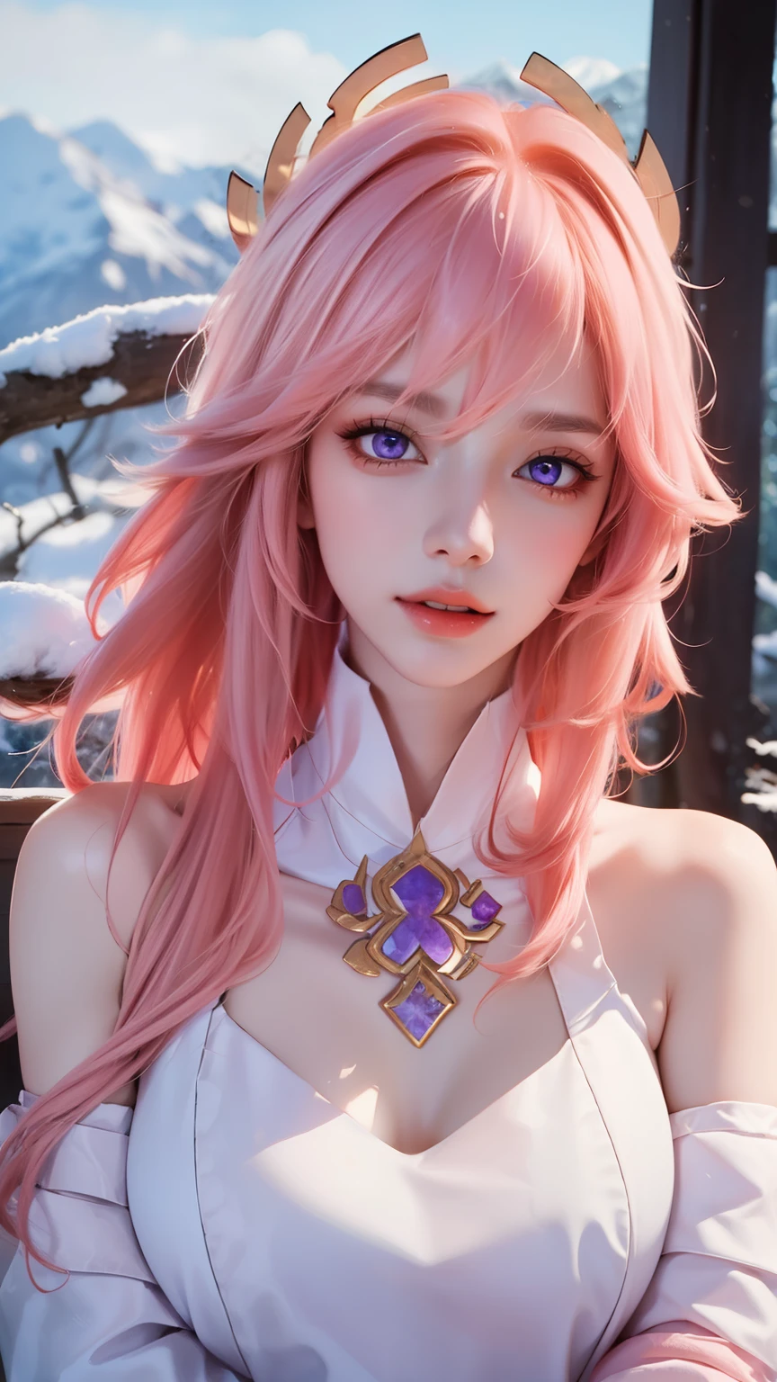 (8k, top quality, masterpiece:1,2), (realistic, Realism:1.37), Ultra-detailed, a girl,), (Very detailed), (Beautiful and delicate eyes，purple eyes), (highest quality), (super detailed ), (masterpiece), (Detailed face),20 years old, ,1 girl, whole body, pink hair,very long hair, big breasts, Wear a black off-shoulder shirt, perfect lighting, and breast focus, looking at the audience, excited face, naughty face, mountains, forest, birds, ((Princess, Variza, 白雪Princess:1.5, disney, playing with birds, ))