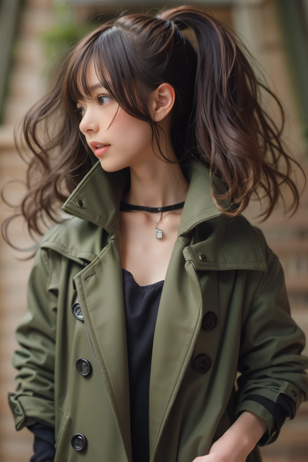 coat , master piece , best quality , detailed , matured female , bangs
