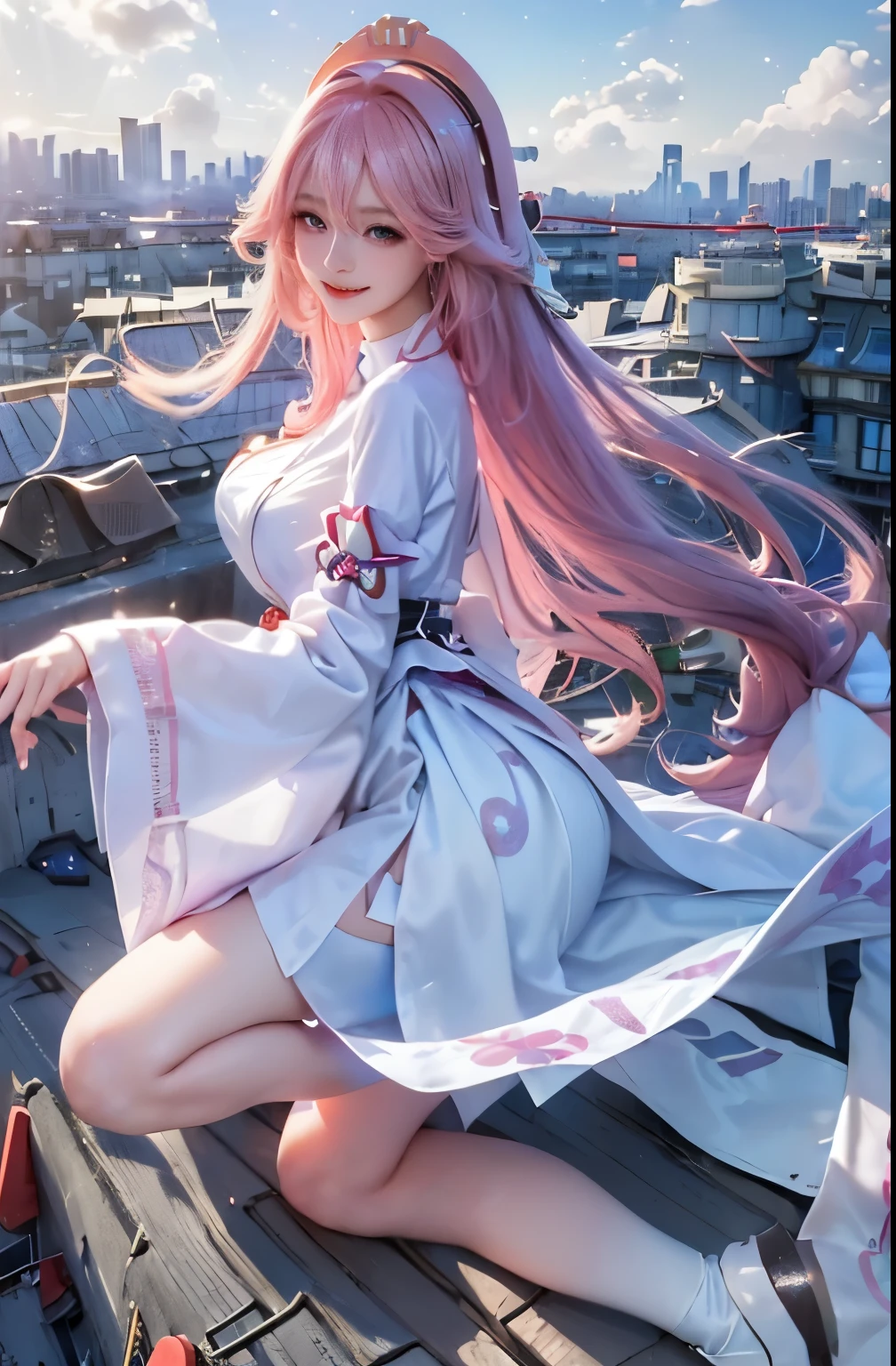 (8k, Highest quality:1.2)、masterpiece, Beautiful Ranger, (Attractive Asian:1.0),(((Jinhaori)))、(((白いJinhaori))),(((Black kimono)))、 (Strong muscular body), (((Pink Hair))),(Long Hair)、 ((ponytail))、Disheveled Hair、feet, (High fantasy battlefield environment), (Background Universe), High resolution, (Skin Texture:1.1), Highest quality, 超High resolution, (Realistic: 1.4), RAW Photos, By Ellen von Unwerth, Nikon D850 film stock photos, 1 1 1.6 Lenses, Rich colors, Bokeh, Sharp focus, Realistic, Cinestill 800, Backlight, Rim Light, Strong sunlight, Realistic, Realistic Shadow, 3d, (Space Background:1.2),Hair blowing in the wind、whole body、 ((mini skirt))、Voluminous lips、((Perfect Face))、((Big eyes))、Delicate eyes、Looking into the camera、belt、Armor with intricate patterns、superior半身、superior、Delicate hands、((Knee-high boots))、Gundam、((Lacus Clyne))、