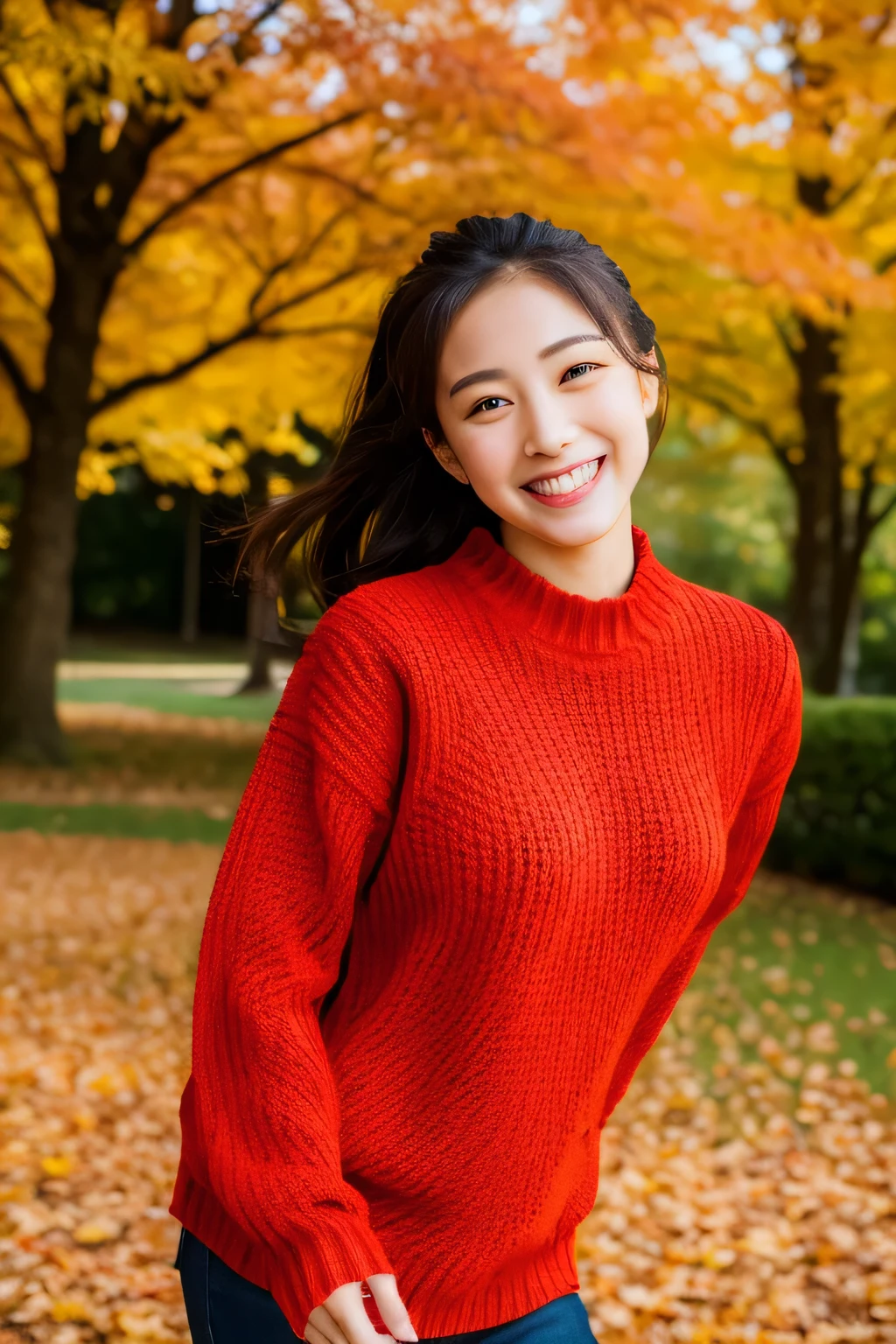 、Ulchan-6500-v1.1, (RAW photo:1.2), (realistic:1.4), beautiful detailed girl, very detailed eyes and face, fine and beautiful eyes, that&#39;ridiculous, 信じられないほどridiculous, huge file size, Super detailed, High resolution, very detailed, highest quality, table top, kemomimi, ((Japan Girls Fallwear )), ((red sweater、G bread、sex))shape, very detailed, nffsw, unified, 8k wallpaper, wonderful, small details, table top, highest quality, Highly detailed ticker uniform 8K wallpaper, light shines on your face, cinematic lighting, 1 girl, 16 years old, light smile, whole body, running ,((dynamic pose)), autumn season、A park with beautiful autumn leaves、Autumn leaves on autumn background、The ground is full of autumn leaves、Walk happily while kicking leaves with your feet、Autumn leaves soar、Inside the tunnel of autumn leaves、Bright light in the morning、Autumn sunshine、