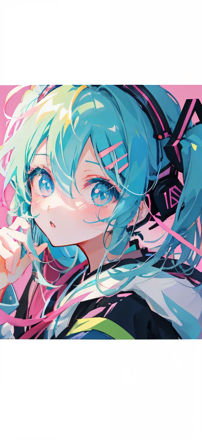 Hatsune Miku,long twin tails,pastel tone,Super detailed eyes anime moe art style, simple background、cute girl anime visual, anime style portrait, beautiful anime art style, anime style 4 k, anime style illustration, official artwork, anime style. 8k, beautiful anime portrait, (anime girl), colorful!!, official art, colorful]」, beautiful anime style