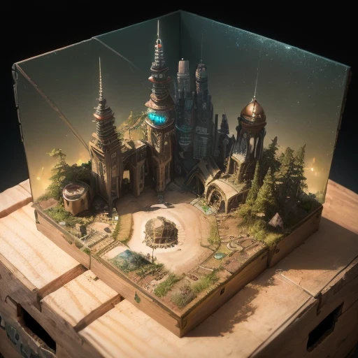 3598年Mars realistic model, (split ends, original photo, best quality, masterpiece:1.4),Steampunk Cyberpunk 6820 City,(CyberpunkMars light:1.3), Mars (related to land),(in a small nature box:1.3),Isometric, small nature, landscape on foundation,landscape,